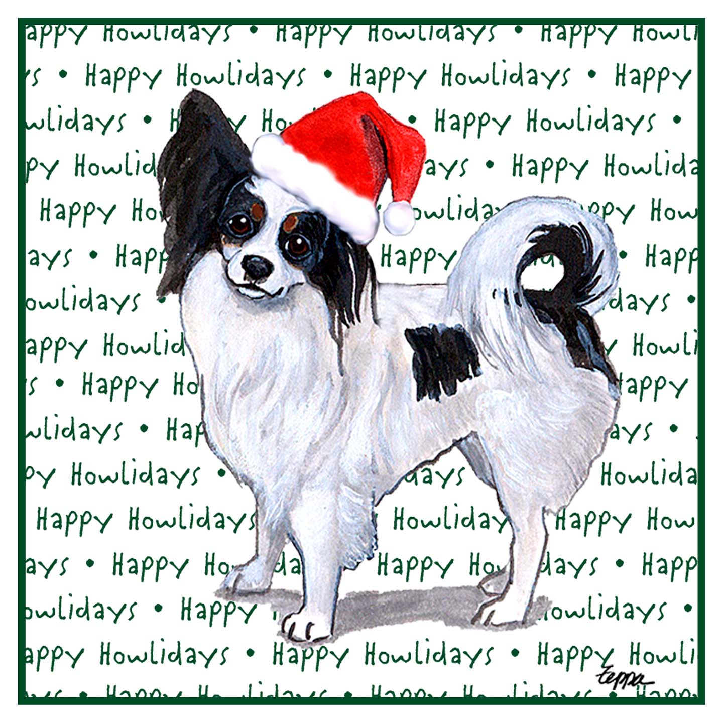 Papillon Happy Howlidays Text - Women's V-Neck T-Shirt