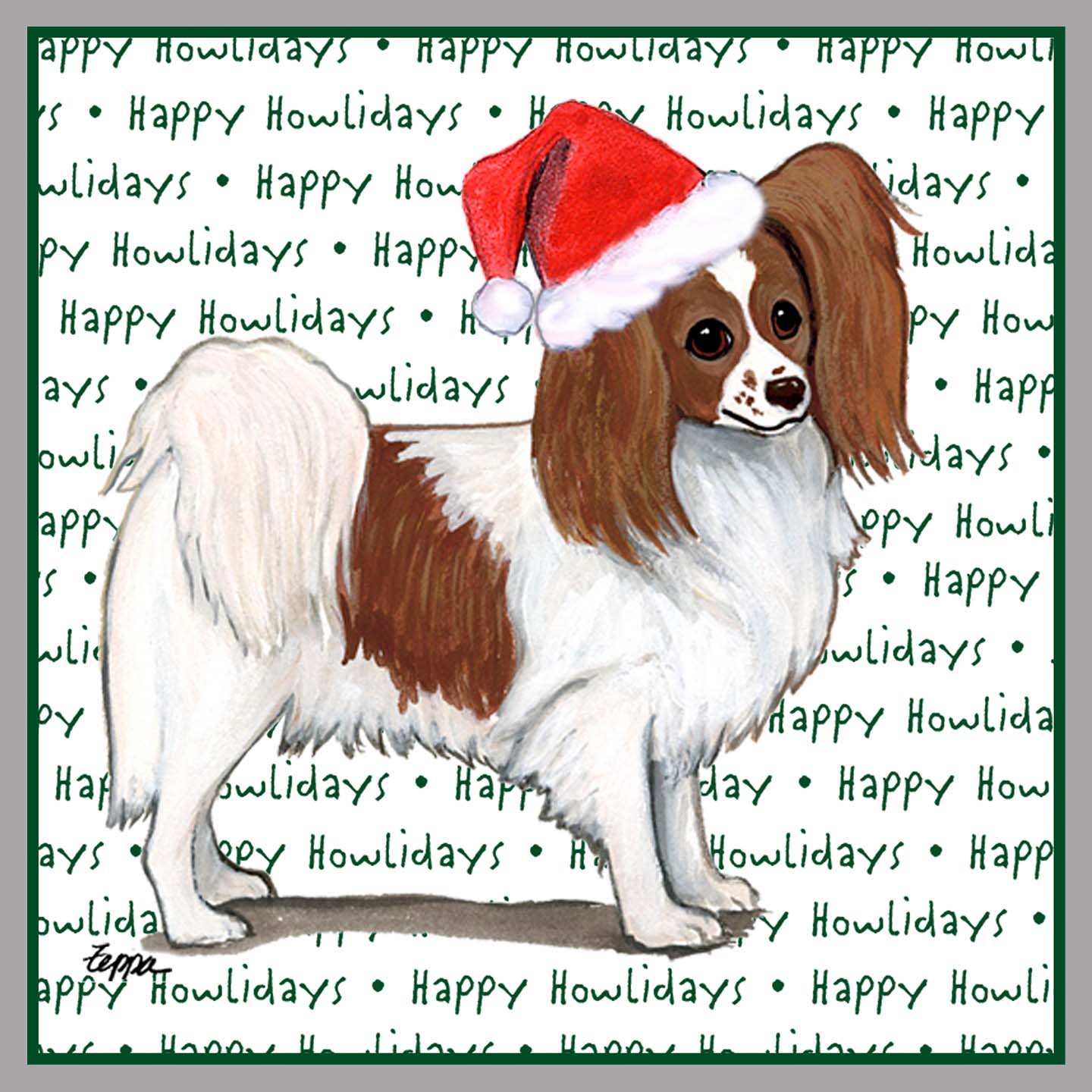 Papillon (Red) Happy Howlidays Text - Adult Unisex Crewneck Sweatshirt