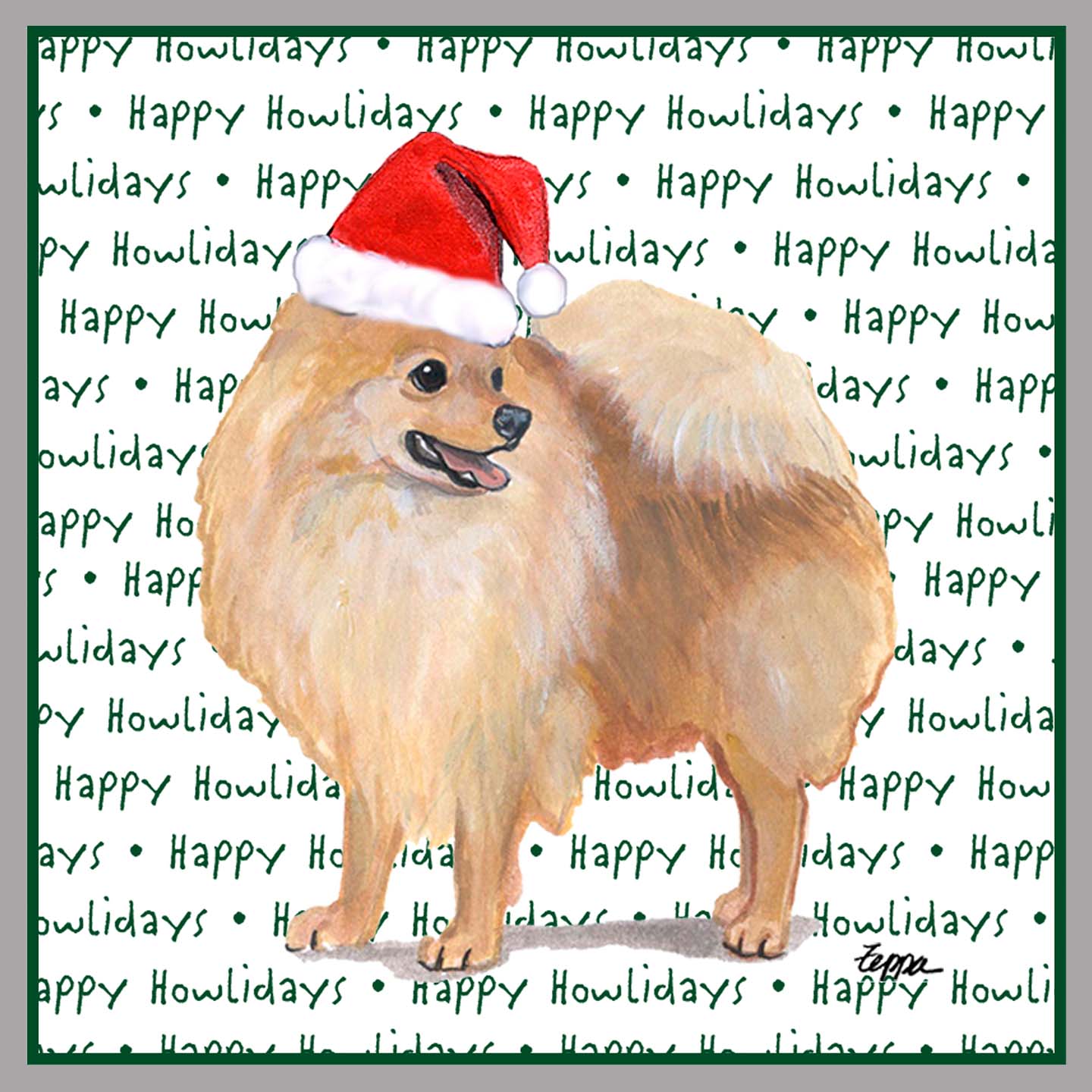 Pomeranian Happy Howlidays Text - Women's V-Neck Long Sleeve T-Shirt