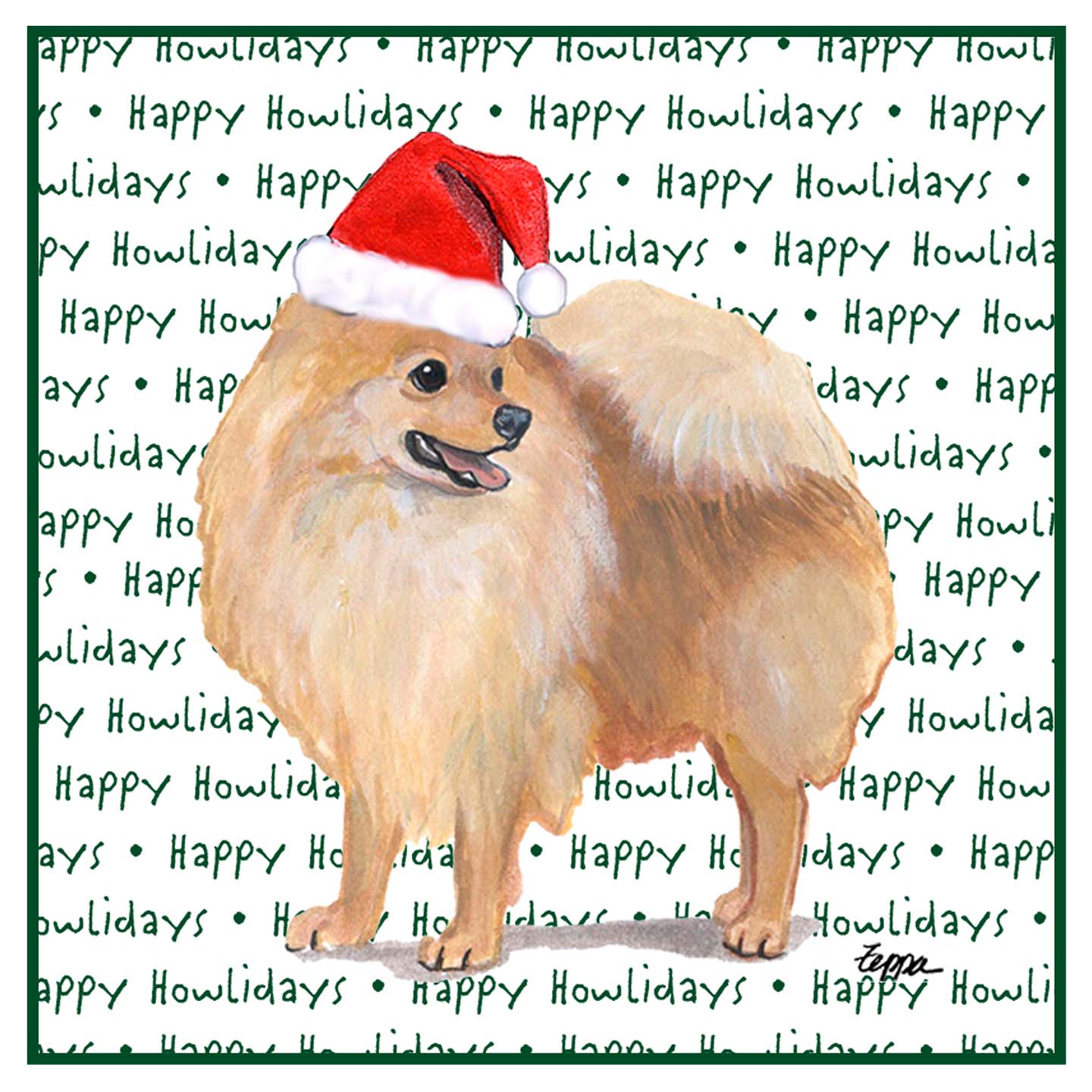 Pomeranian Happy Howlidays Text - Adult Unisex Hoodie Sweatshirt