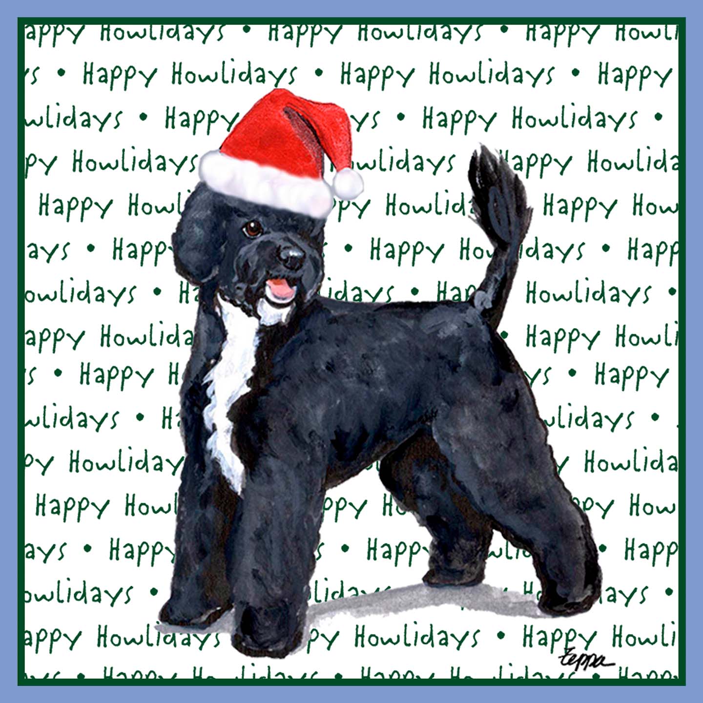 Portuguese Water Dog Happy Howlidays Text - Women's Tri-Blend T-Shirt