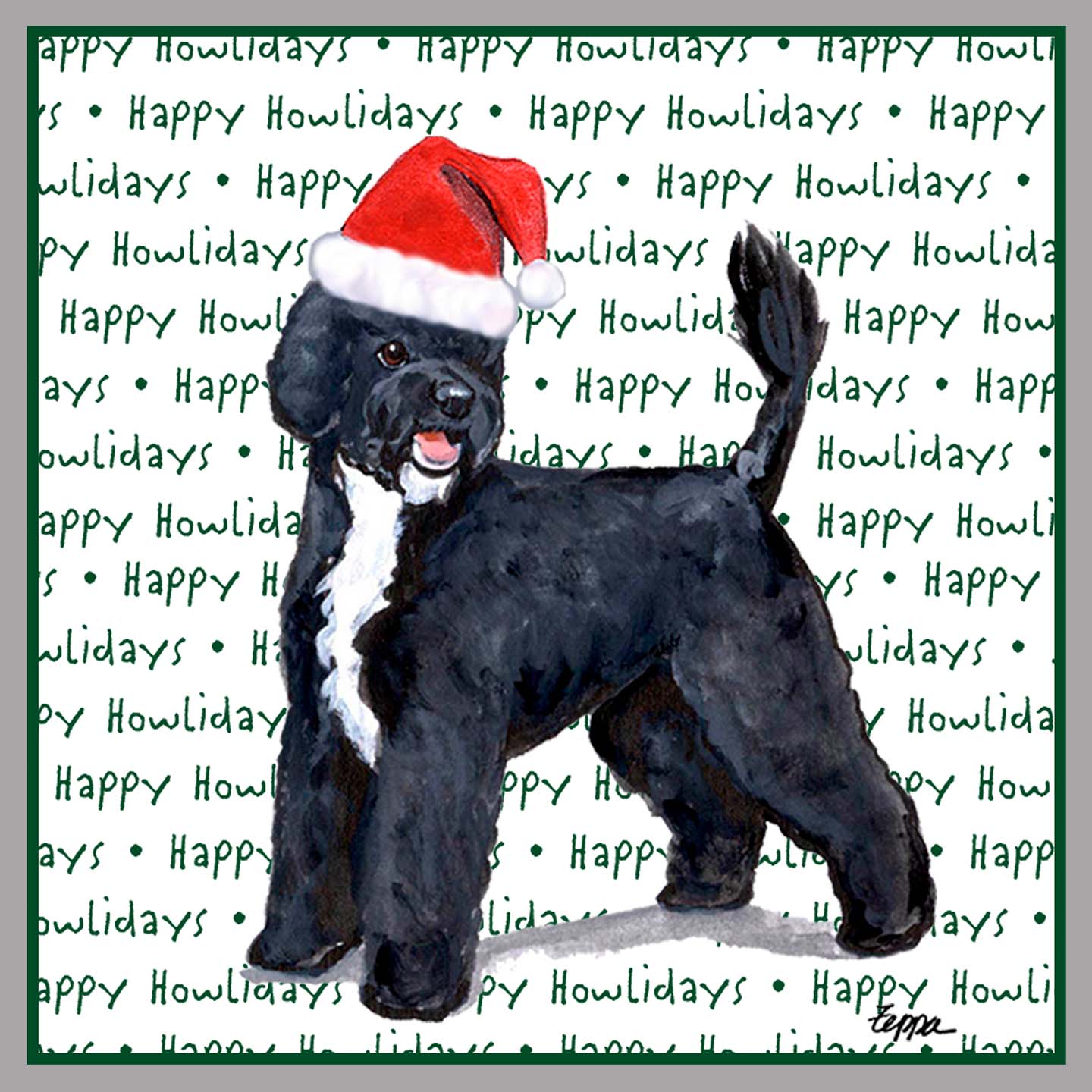 Portuguese Water Dog Happy Howlidays Text - Women's V-Neck Long Sleeve T-Shirt