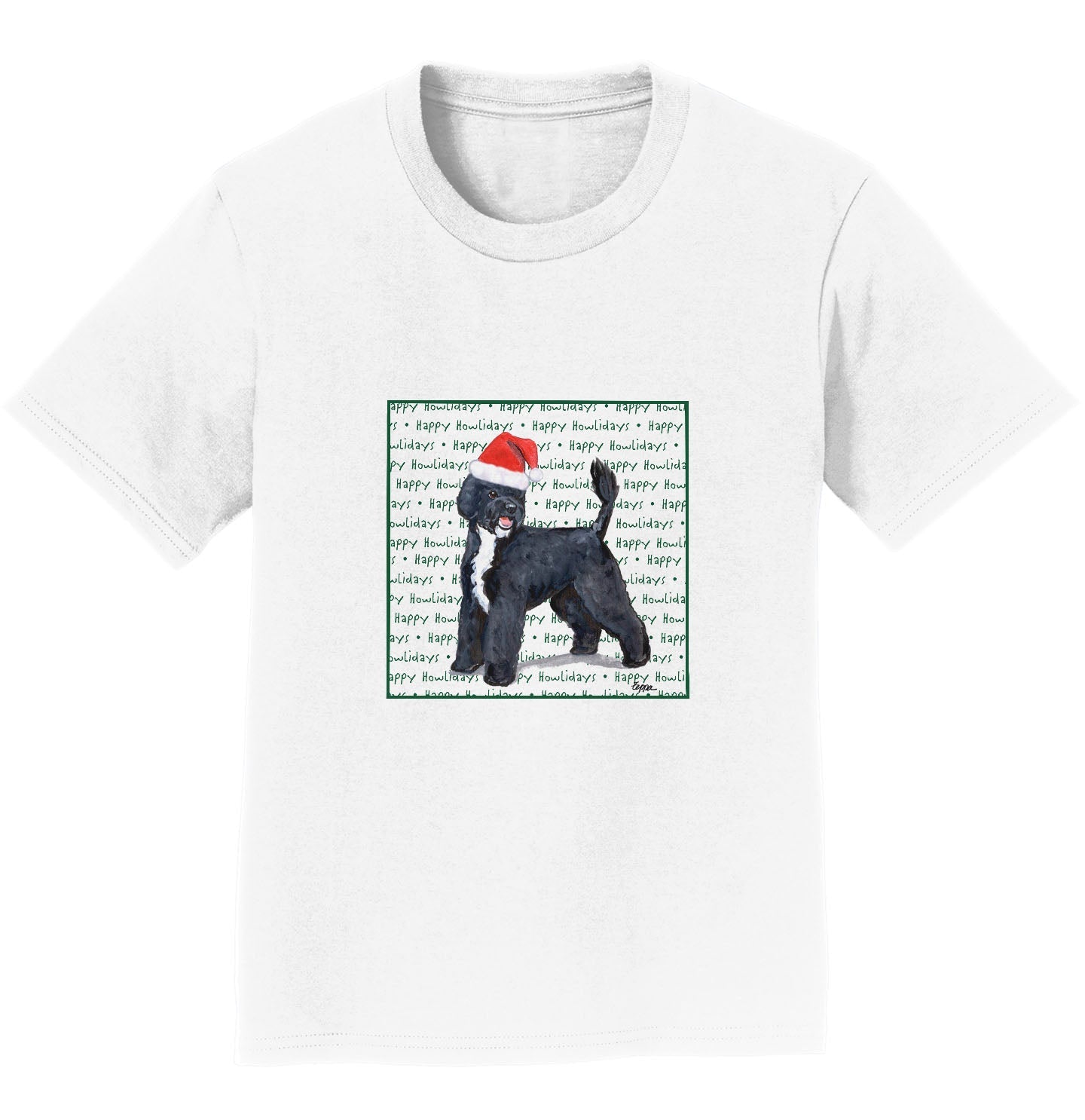 Portuguese Water Dog Happy Howlidays Text - Kids' Unisex T-Shirt