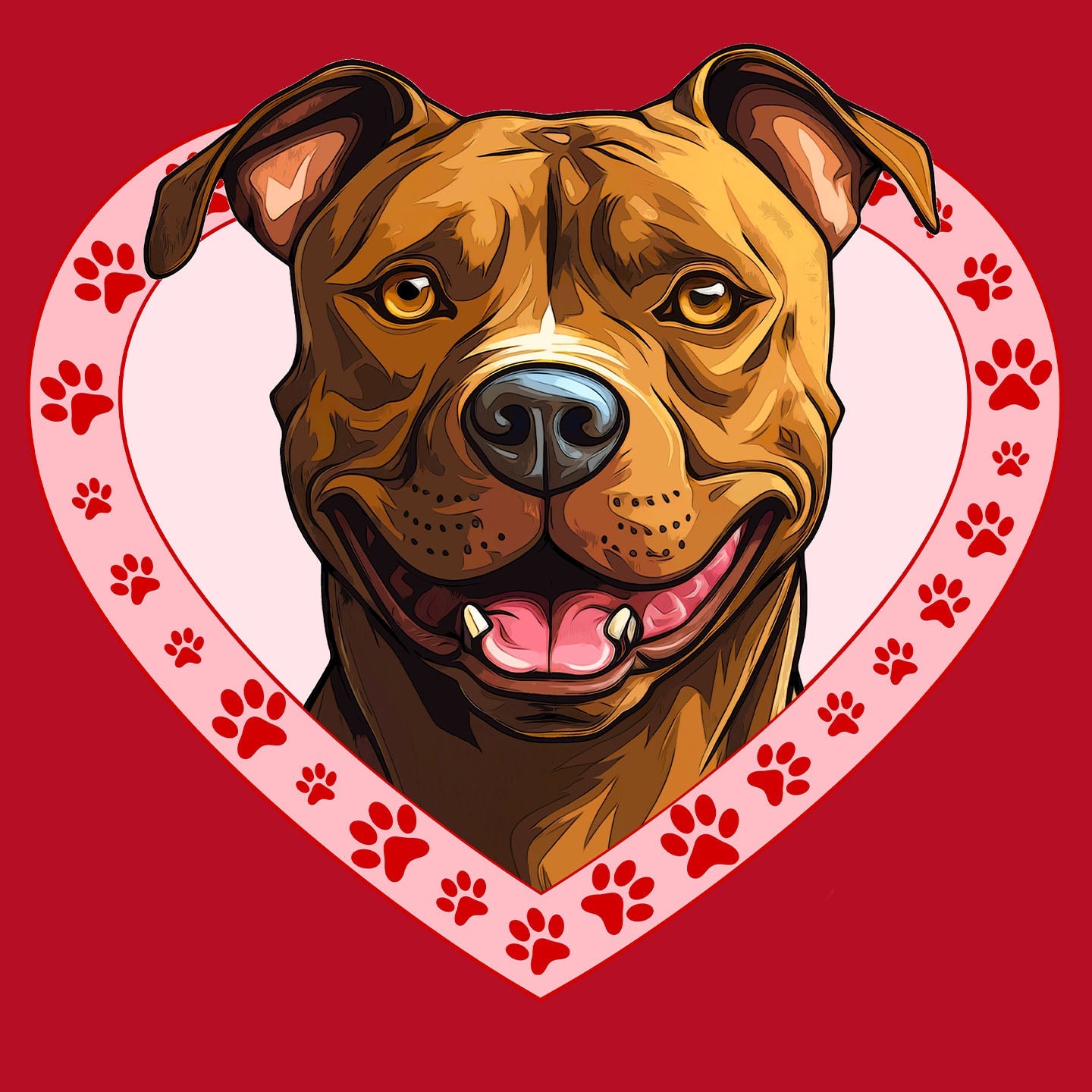 American Pit Bull Terrier Illustration In Heart - Women's V-Neck T-Shirt