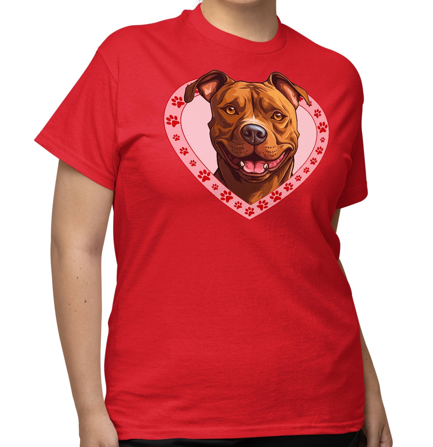 American Pit Bull Terrier Illustration In Heart - Adult Unisex T-Shirt