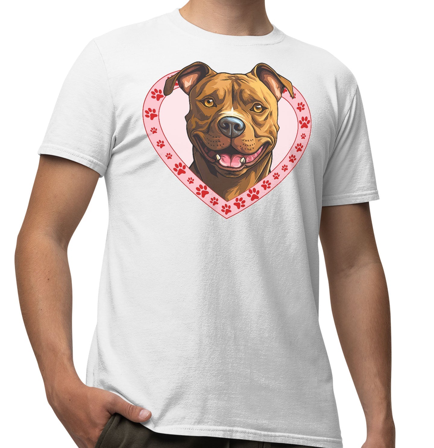 American Pit Bull Terrier Illustration In Heart - Adult Unisex T-Shirt
