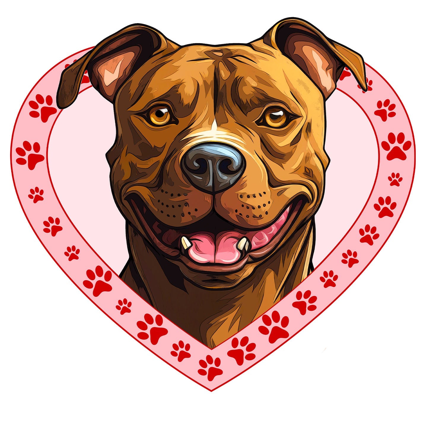 American Pit Bull Terrier Illustration In Heart - Adult Unisex T-Shirt