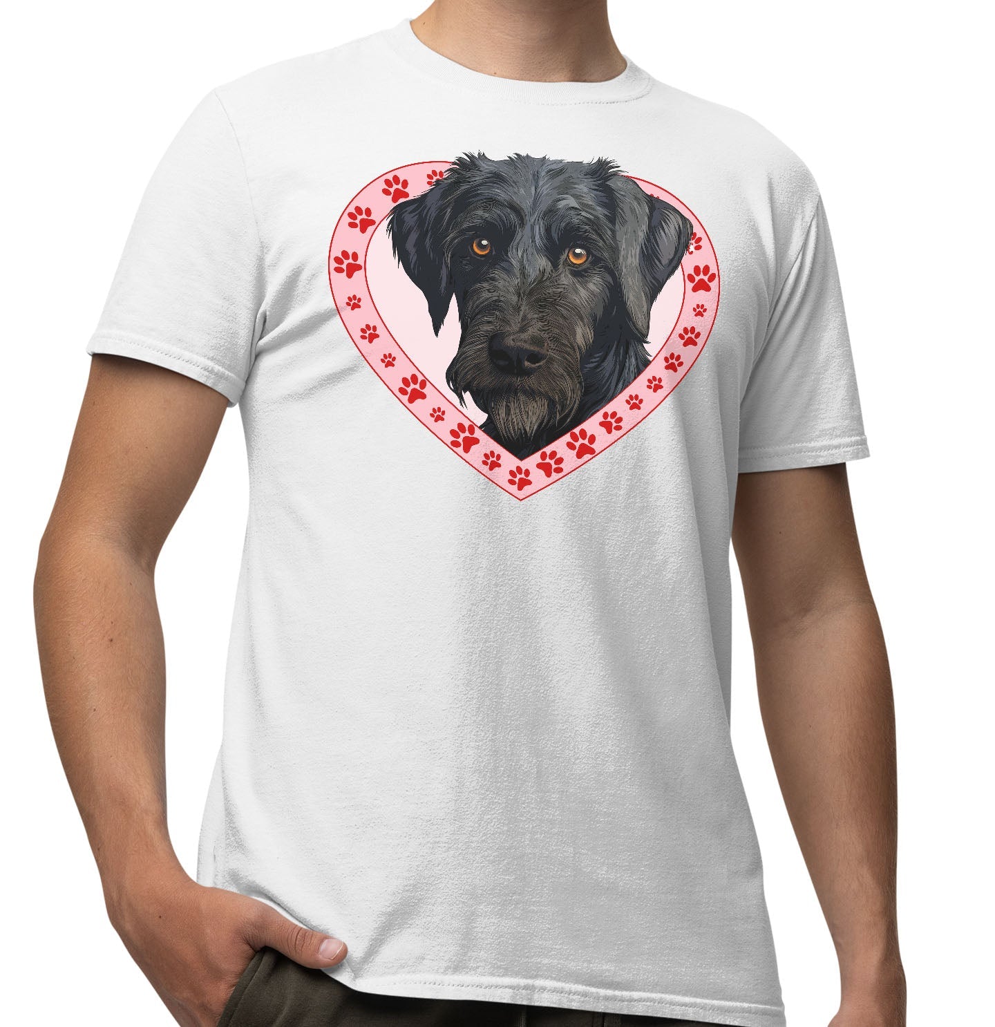 Black Russian Terrier Illustration In Heart - Adult Unisex T-Shirt
