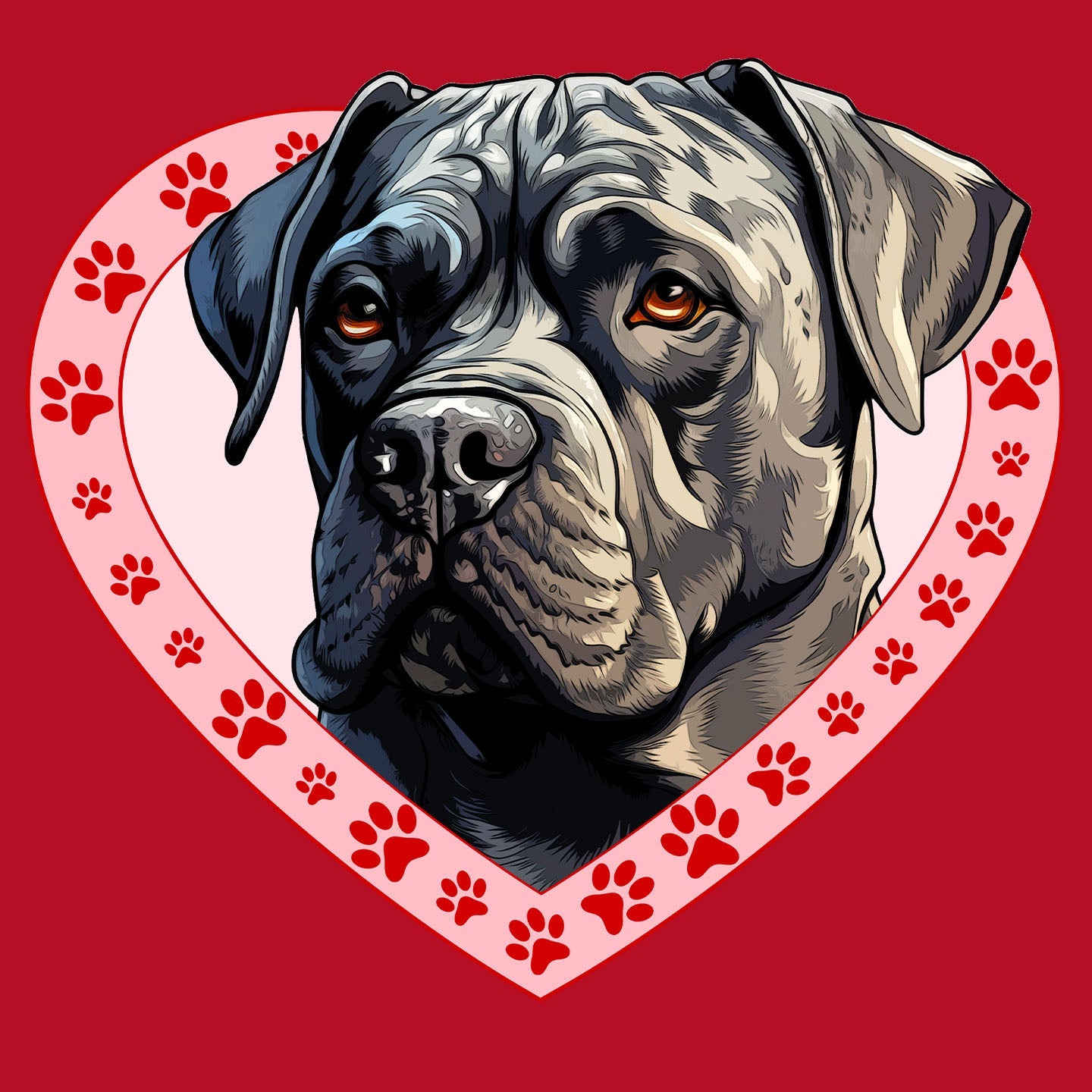 Cane Corso Illustration In Heart - Women's V-Neck T-Shirt