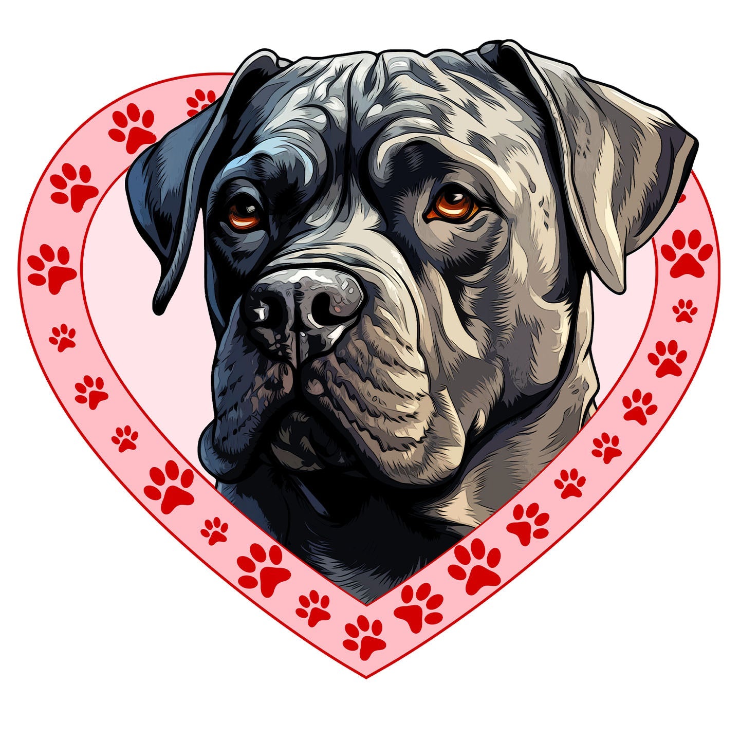 Cane Corso Illustration In Heart - Adult Unisex T-Shirt