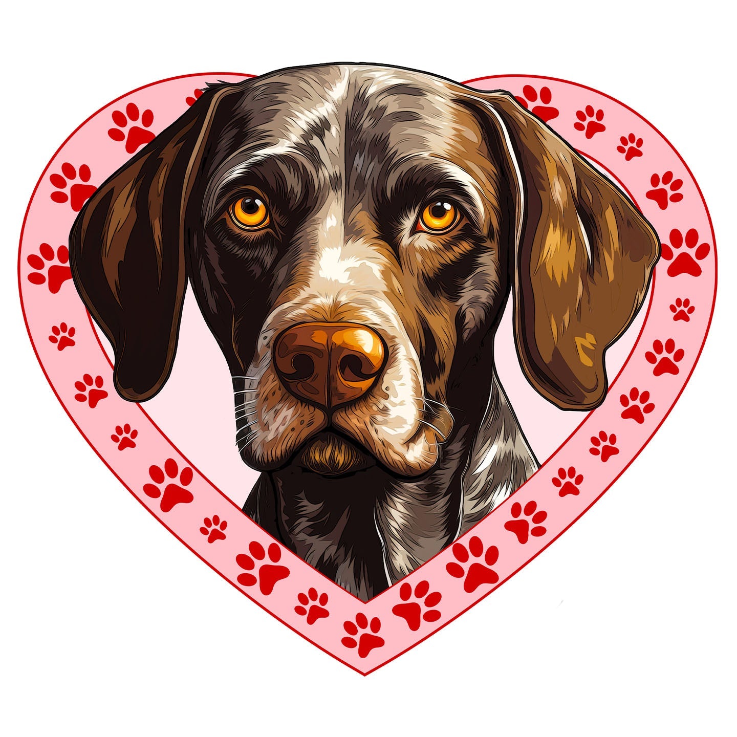German Shorthaired Pointer Illustration In Heart - Adult Unisex T-Shirt