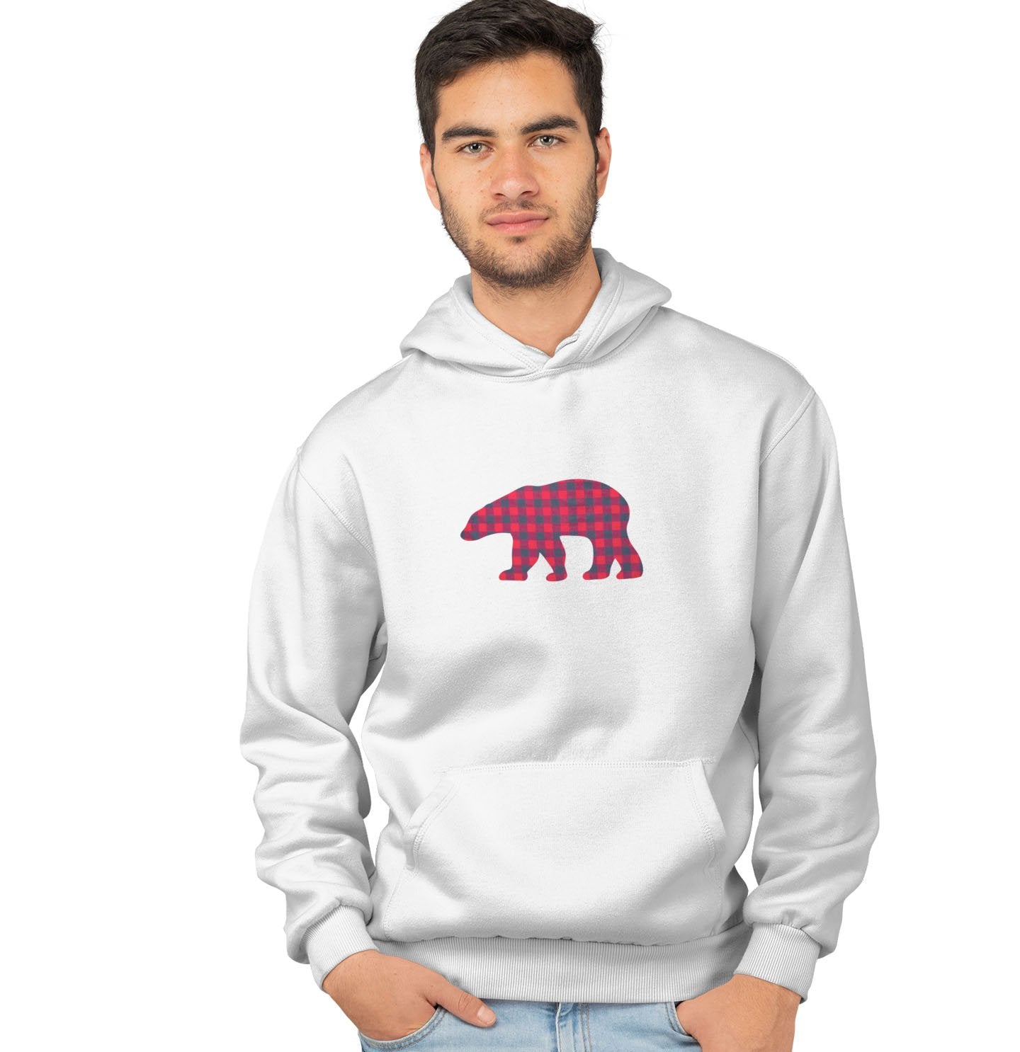 Plaid Bear - Adult Unisex Hoodie Sweatshirt