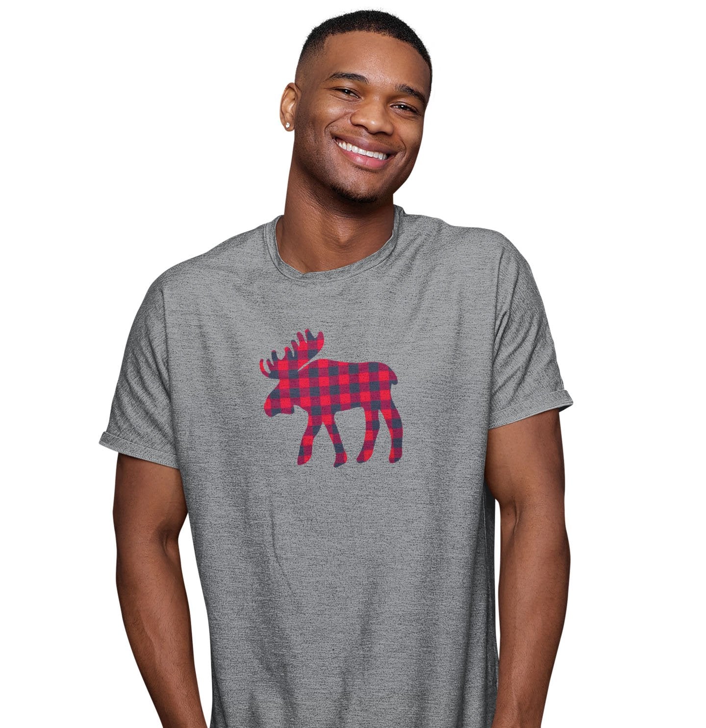 Plaid Moose - Adult Unisex T-Shirt