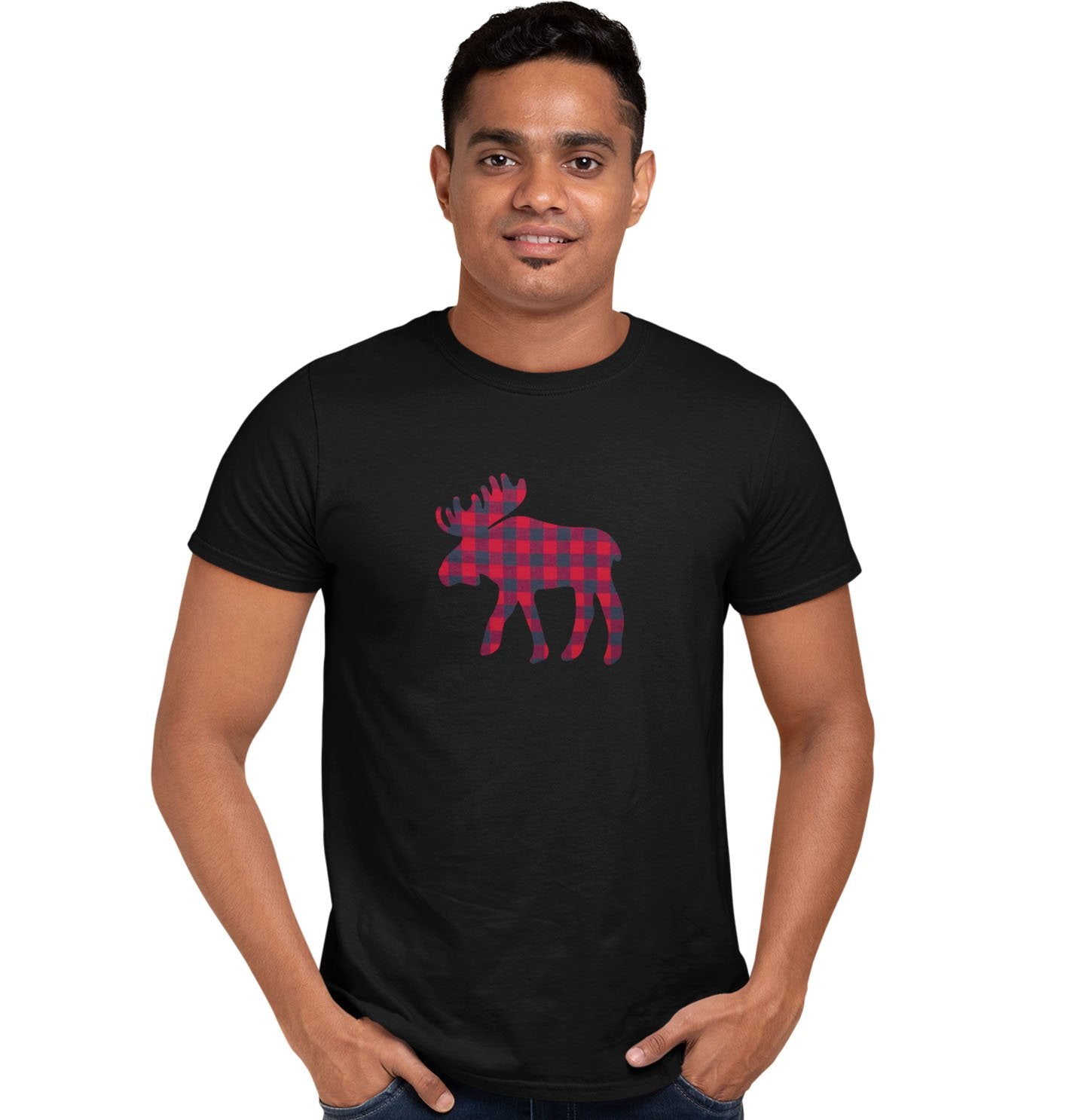 Plaid Moose - Adult Unisex T-Shirt