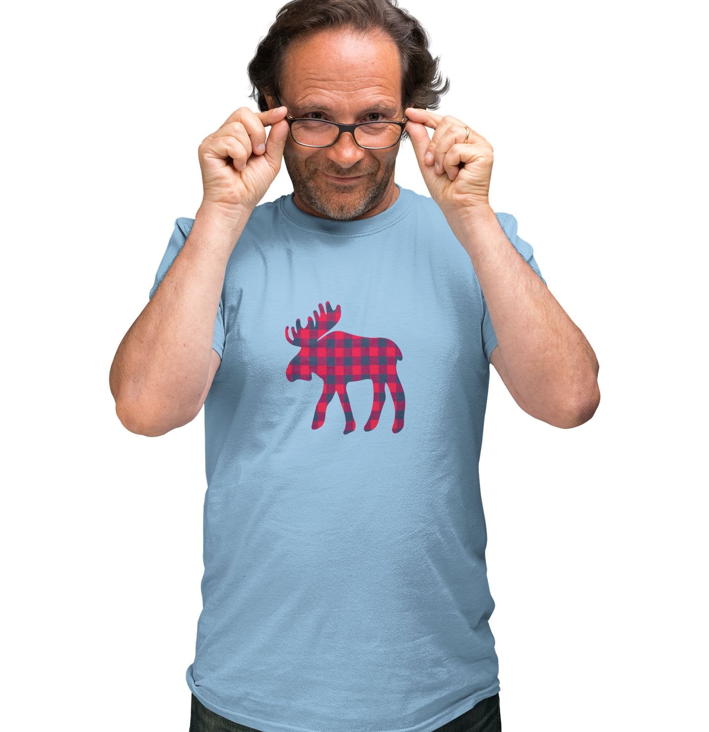 Plaid Moose - Adult Unisex T-Shirt
