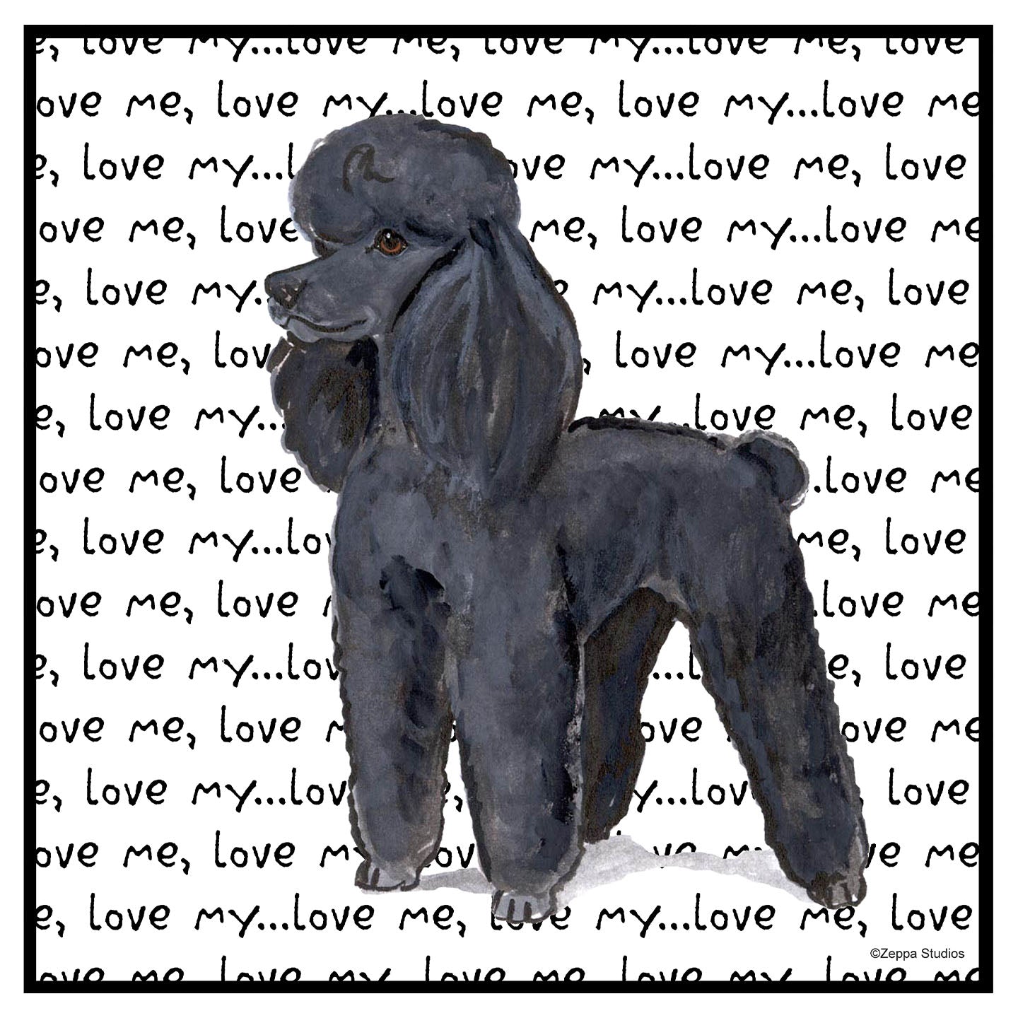 Black Poodle Love Text - Women's V-Neck Long Sleeve T-Shirt