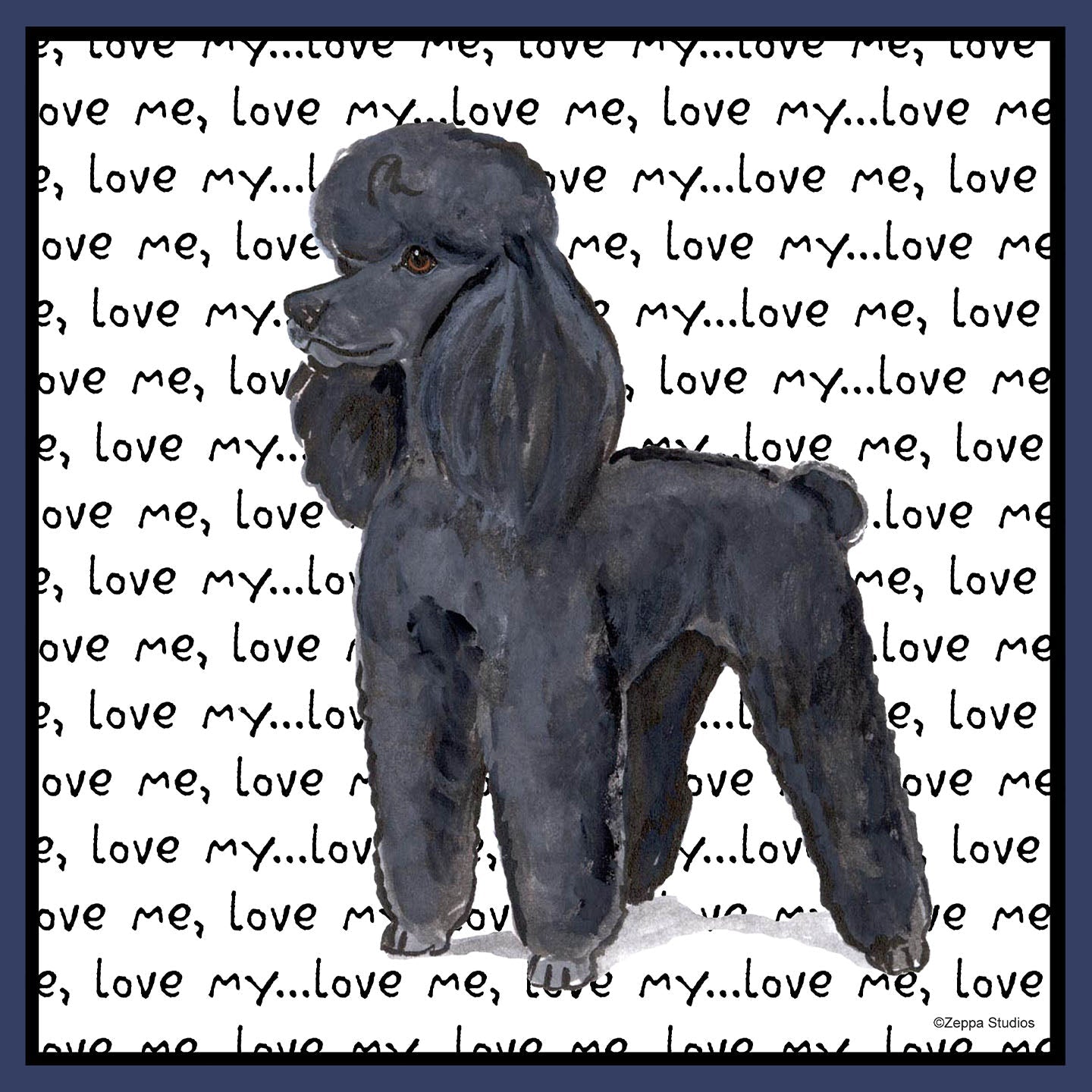 Black Poodle Love Text - Adult Unisex Crewneck Sweatshirt