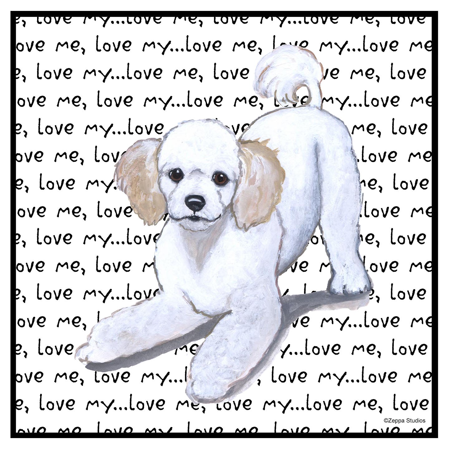 Poodle Puppy Love Text - Women's V-Neck Long Sleeve T-Shirt
