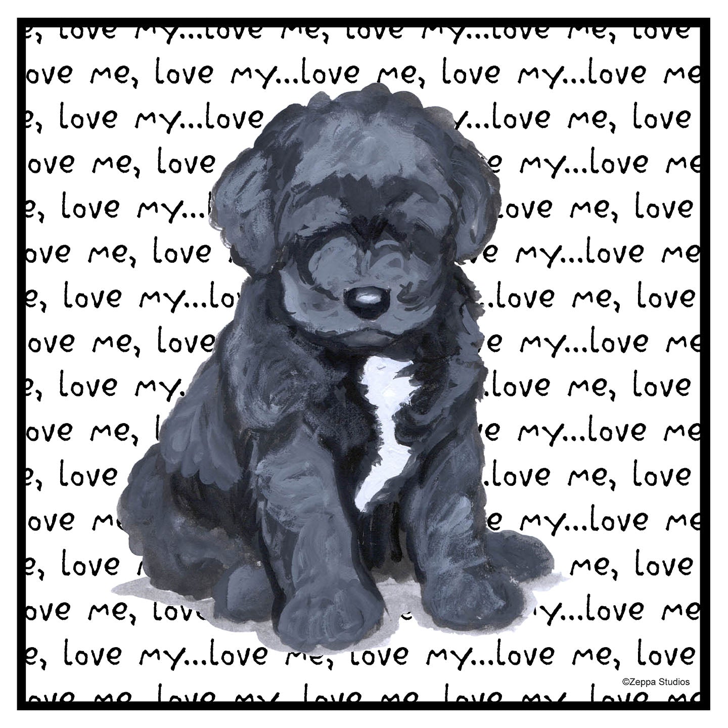 Portuguese Water Dog Puppy Love Text - Women's V-Neck Long Sleeve T-Shirt