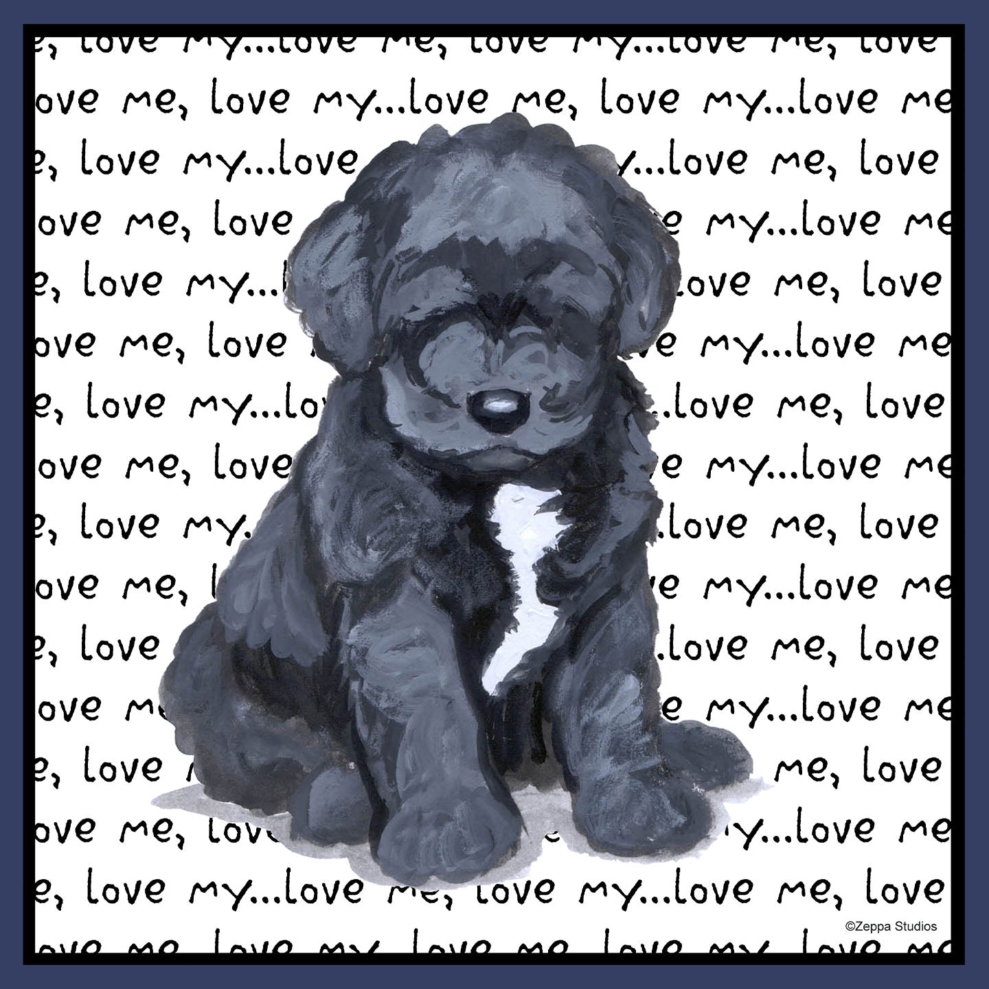 Portuguese Water Dog Puppy Love Text - Adult Unisex Crewneck Sweatshirt