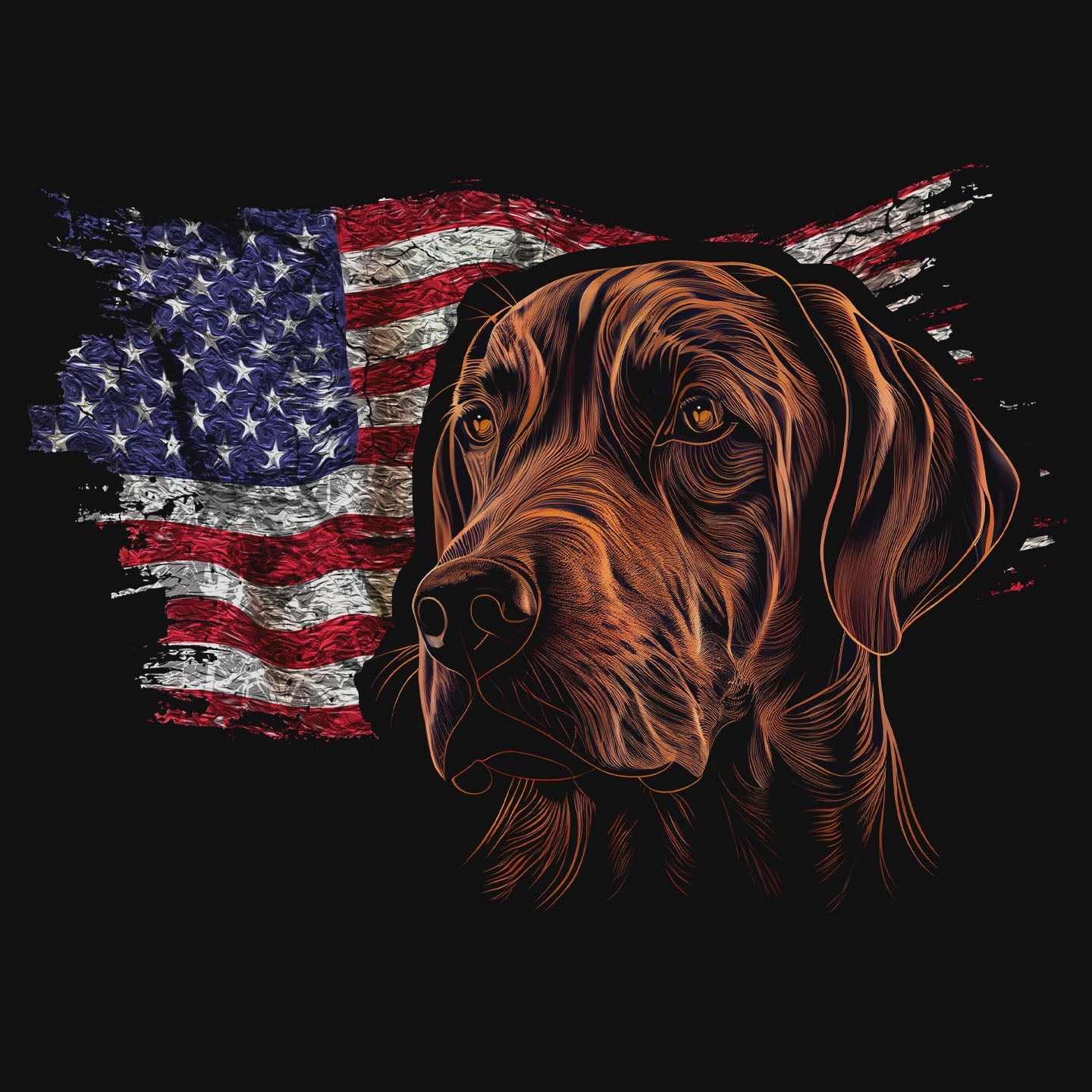 Patriotic Rhodesian Ridgeback American Flag - Adult Unisex T-Shirt