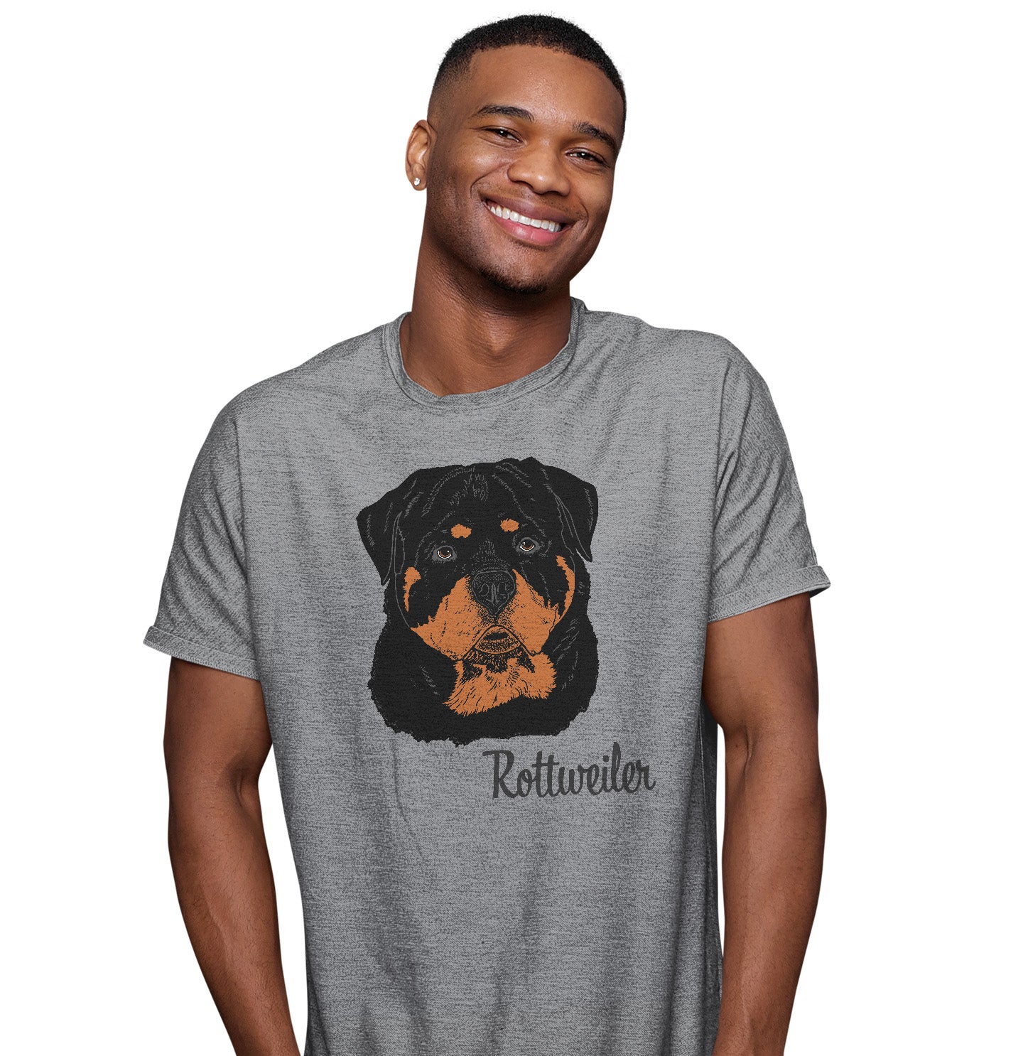 Rottweiler Headshot - Adult Unisex T-Shirt