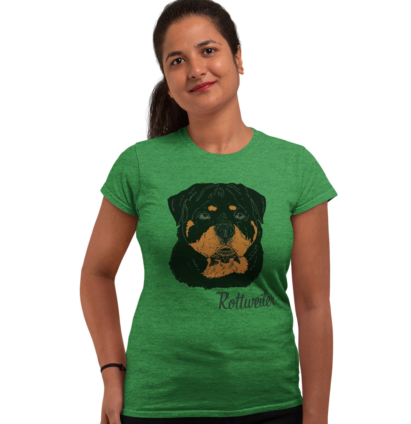 Rottweiler Headshot - Women's Fitted T-Shirt