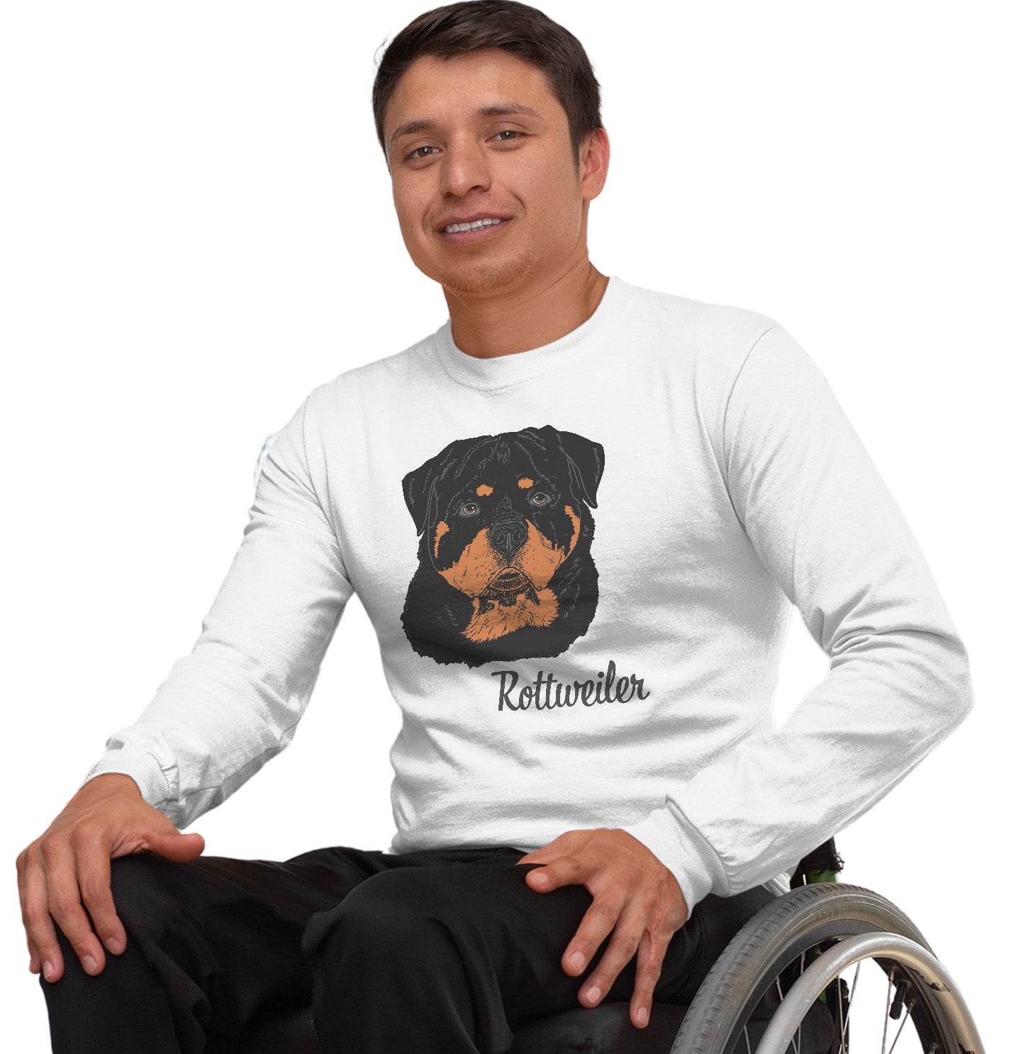 Rottweiler Headshot - Adult Unisex Long Sleeve T-Shirt