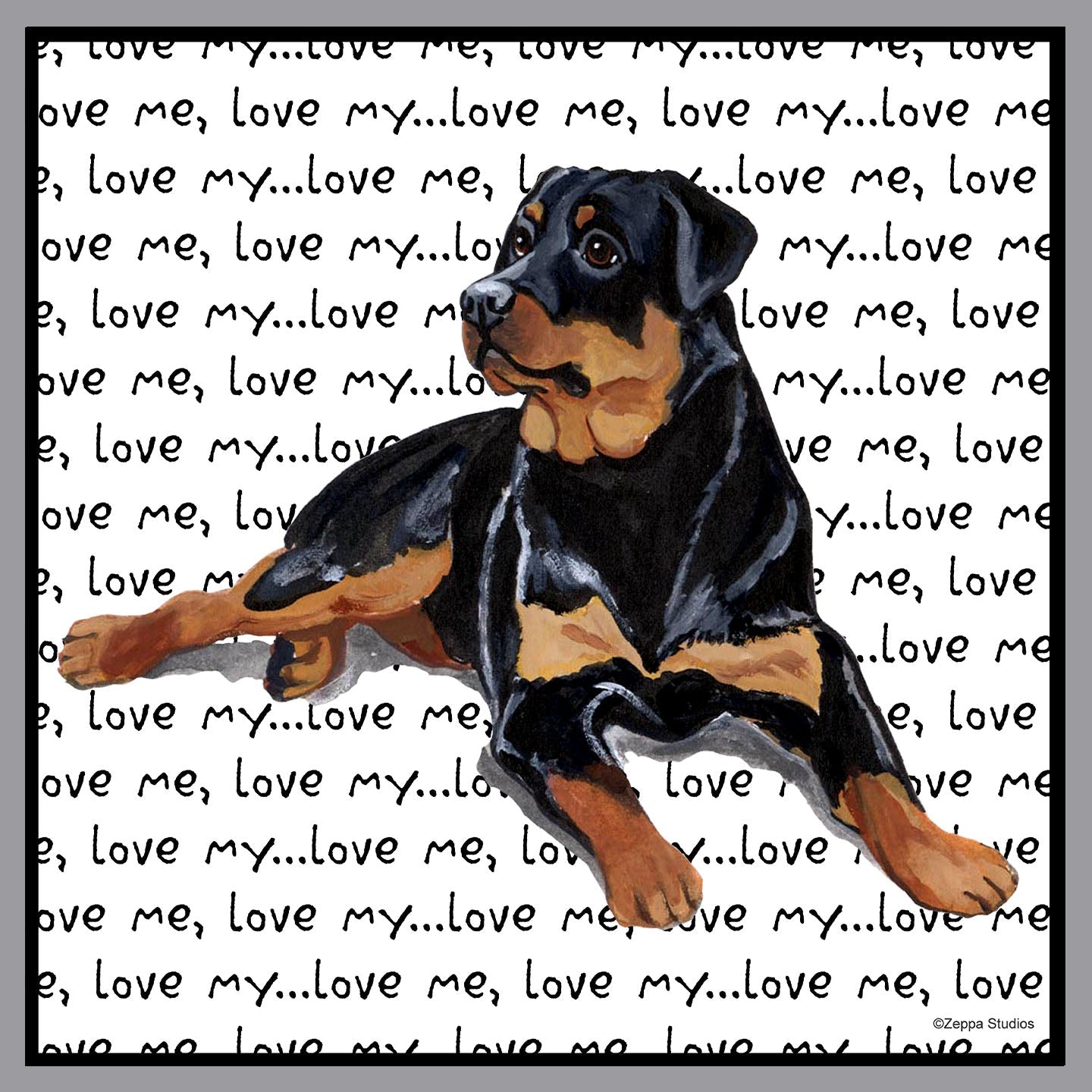 Rottweiler Love Text - Adult Unisex Crewneck Sweatshirt