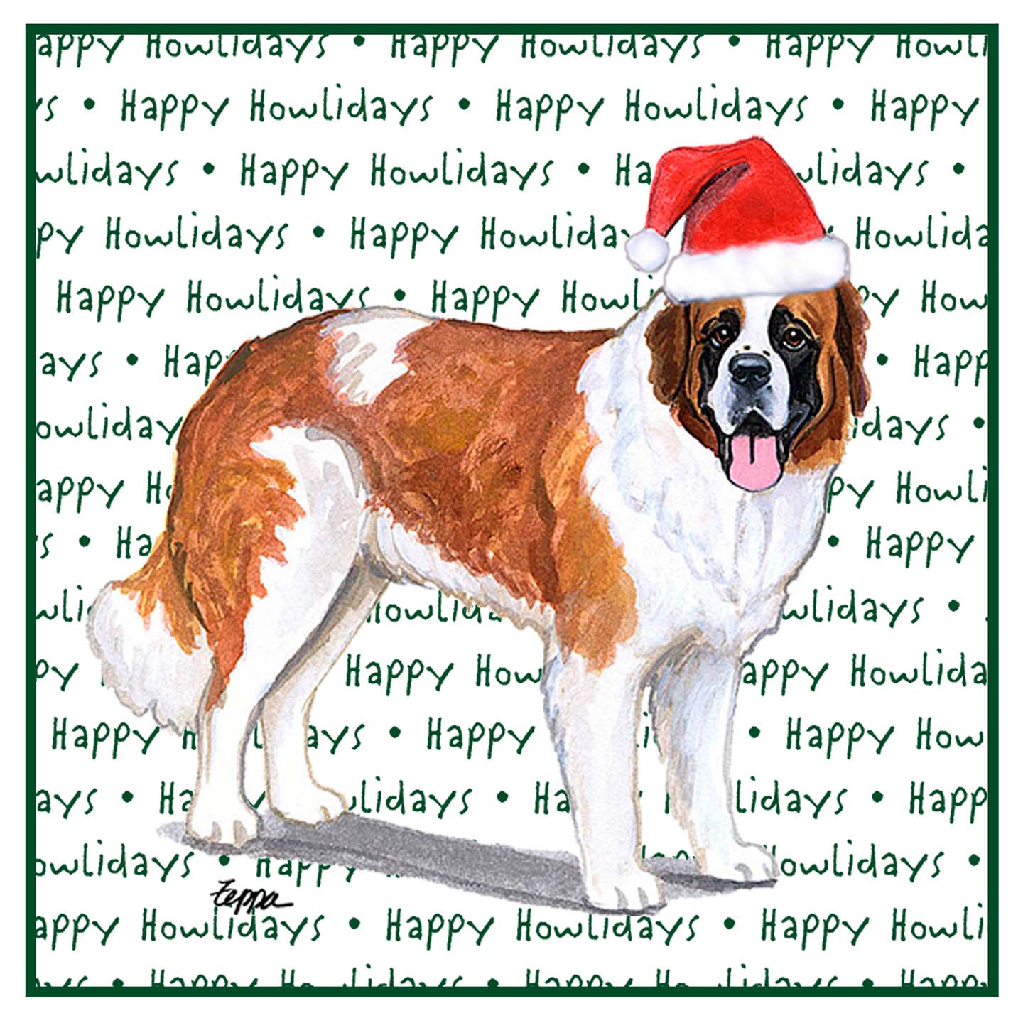 Saint Bernard Happy Howlidays Text - Women's V-Neck T-Shirt