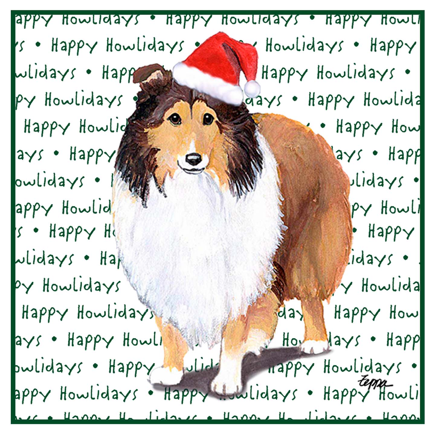 Shetland Sheepdog Happy Howlidays Text - Women's V-Neck T-Shirt