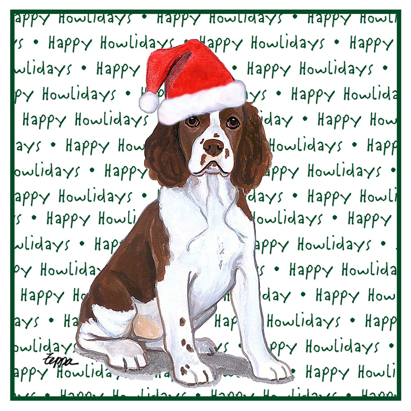 English Springer Spaniel Puppy Happy Howlidays Text - Women's V-Neck T-Shirt