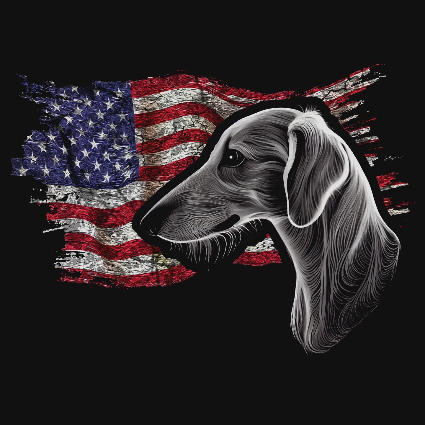 Patriotic Saluki American Flag - Women's V-Neck T-Shirt