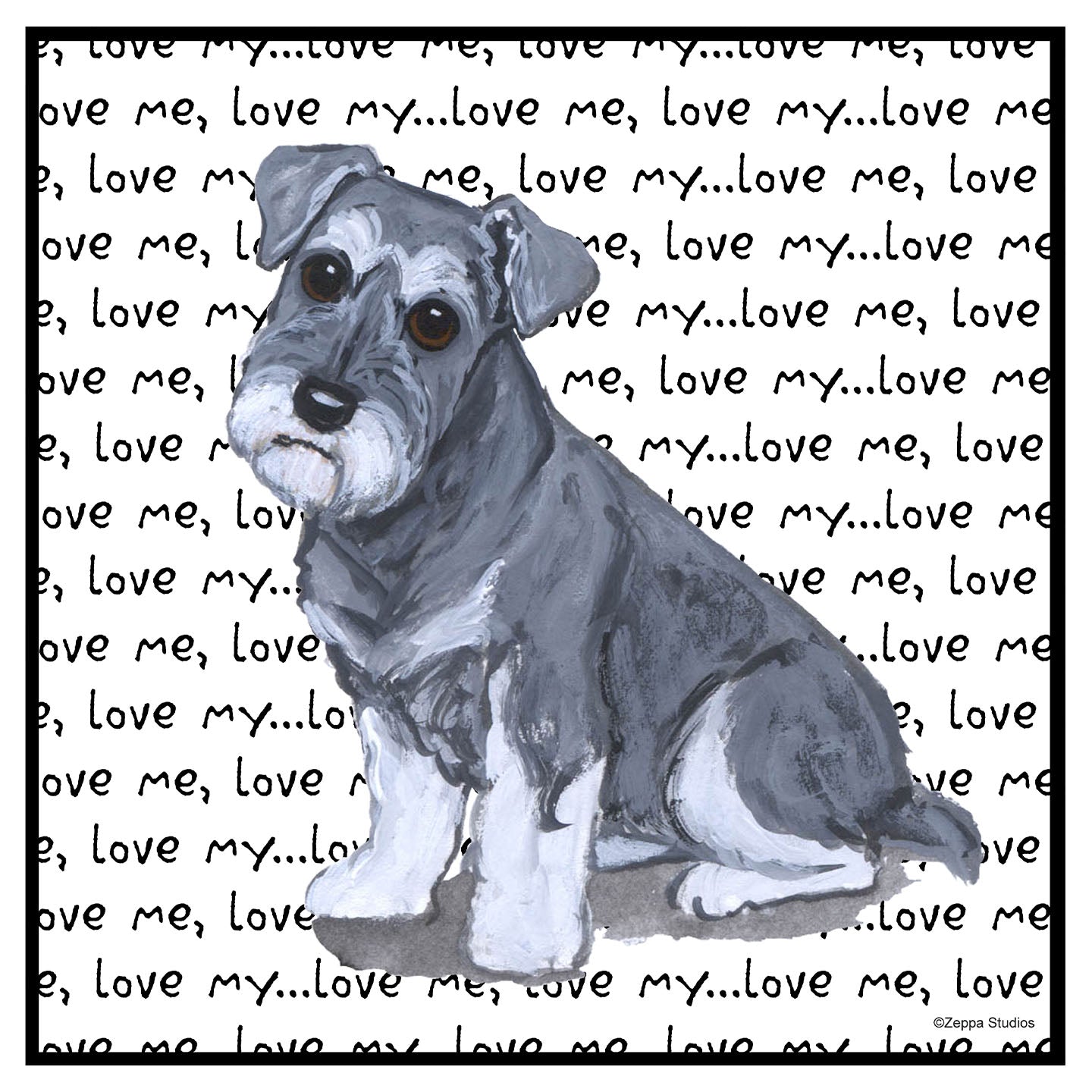 Schnauzer Puppy Love Text - Women's V-Neck T-Shirt