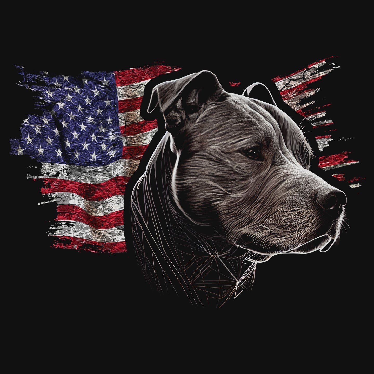 Patriotic Staffordshire Bull Terrier American Flag - Adult Unisex T-Shirt