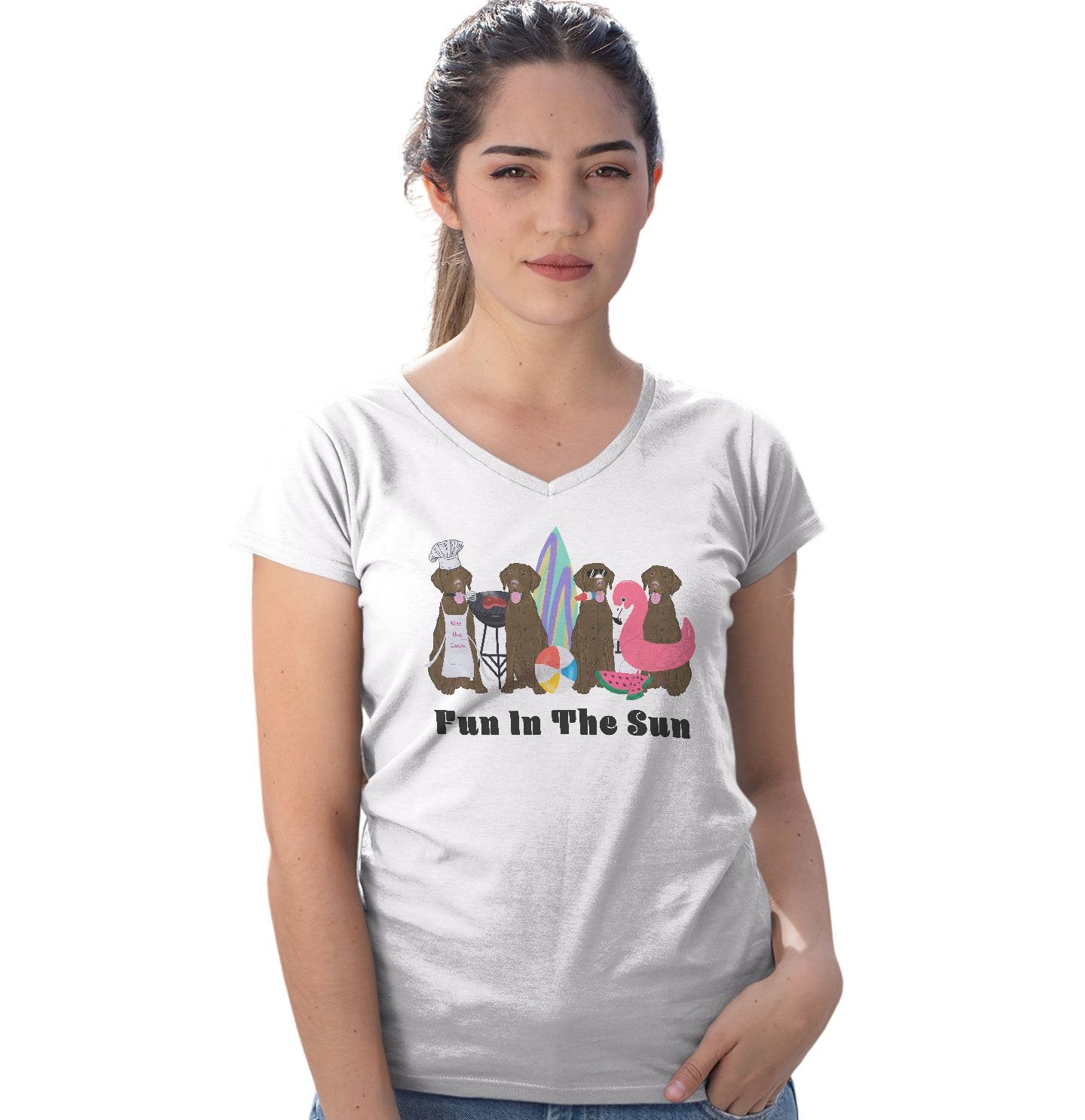 Summer Lineup Chocolate Lab - Women's V-Neck T-Shirt