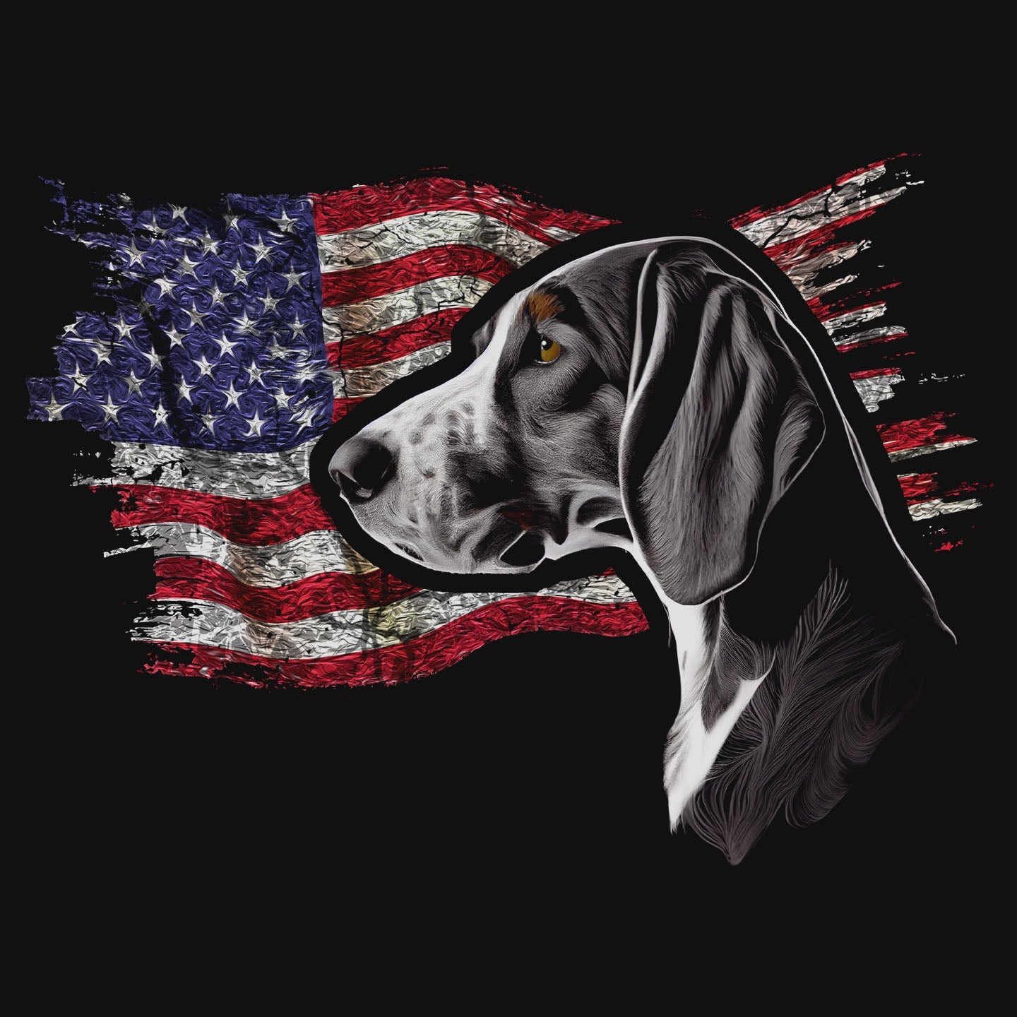 Patriotic Treeing Walker Coonhound American Flag - Adult Unisex T-Shirt