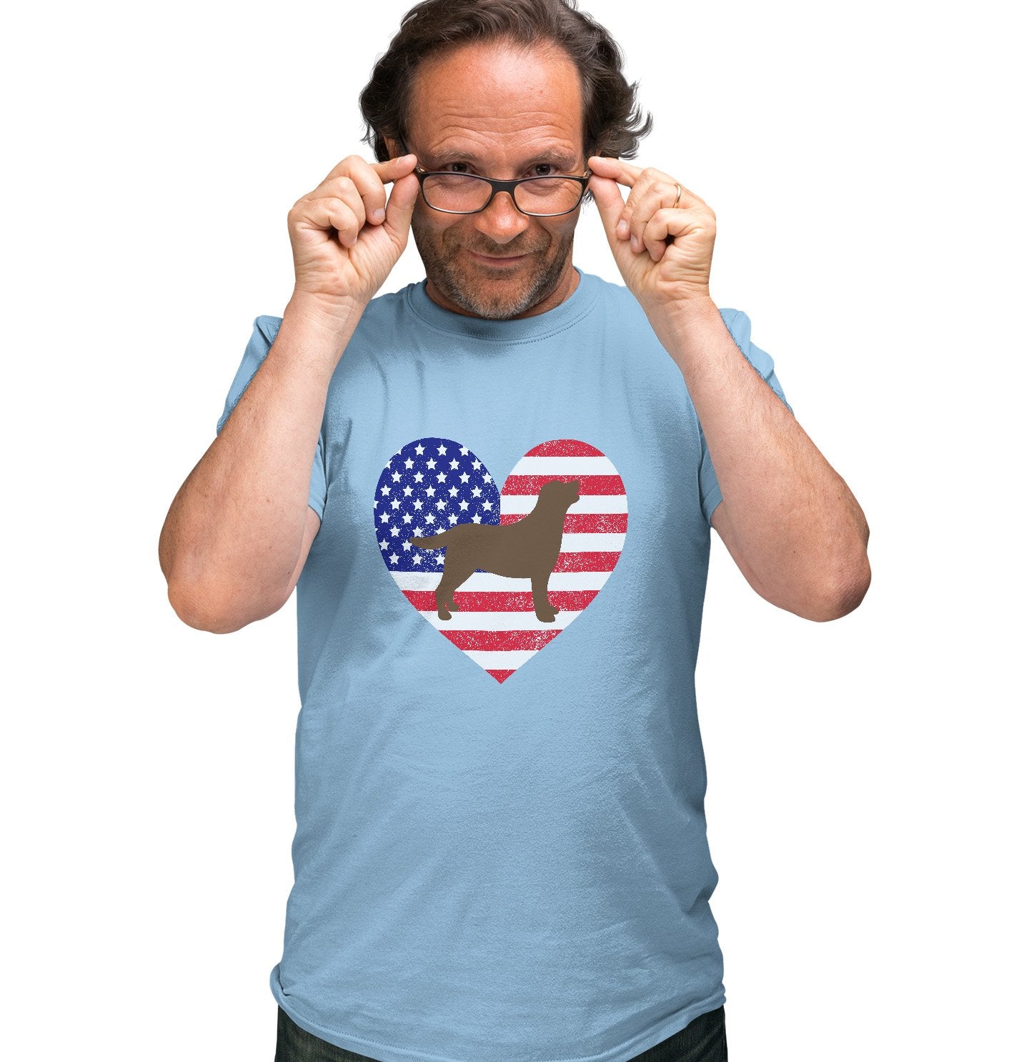 USA Flag Chocolate Lab Silhouette - Adult Unisex T-Shirt