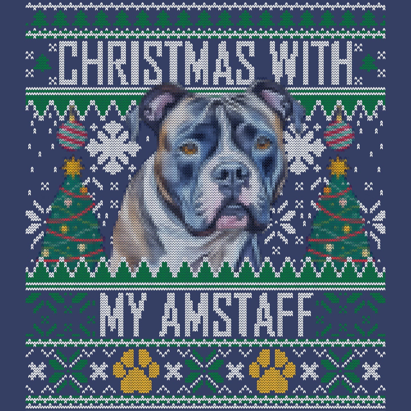 Ugly Sweater Christmas with My American Staffordshire Terrier - Adult Unisex Crewneck Sweatshirt