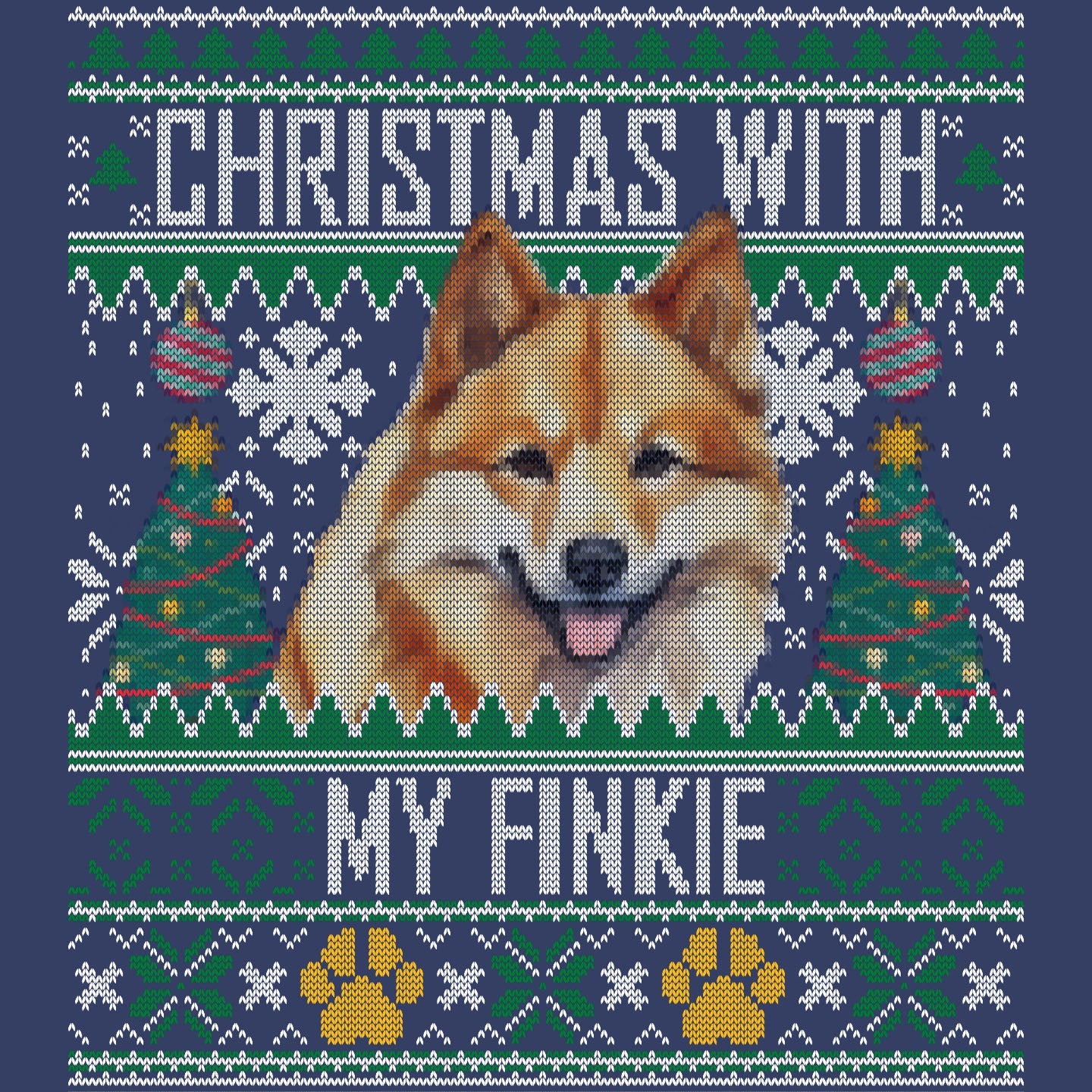 Ugly Sweater Christmas with My Finnish Spitz - Adult Unisex Crewneck Sweatshirt