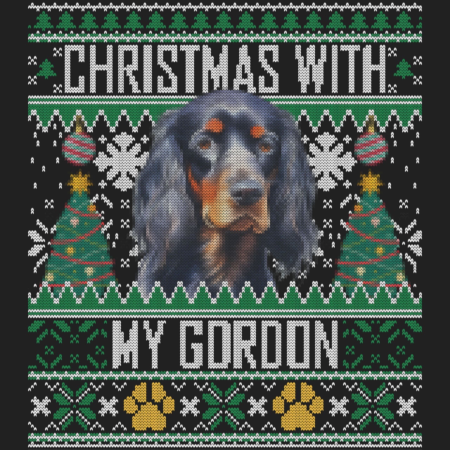 Ugly Sweater Christmas with My Gordon Setter - Women's V-Neck Long Sleeve T-Shirt