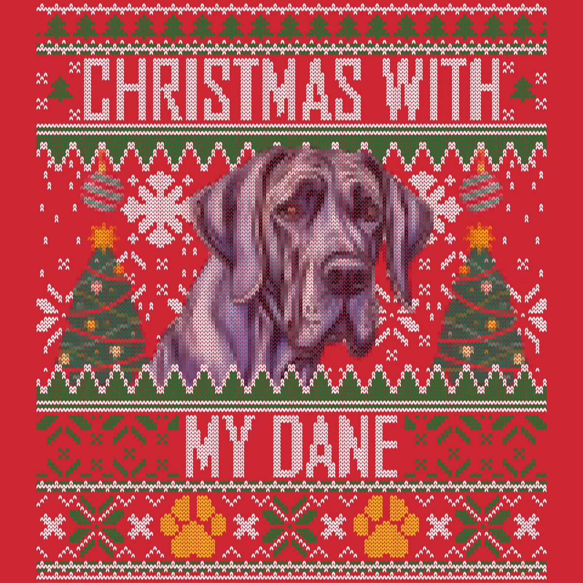 Ugly Sweater Christmas with My Great Dane Adult Unisex Long