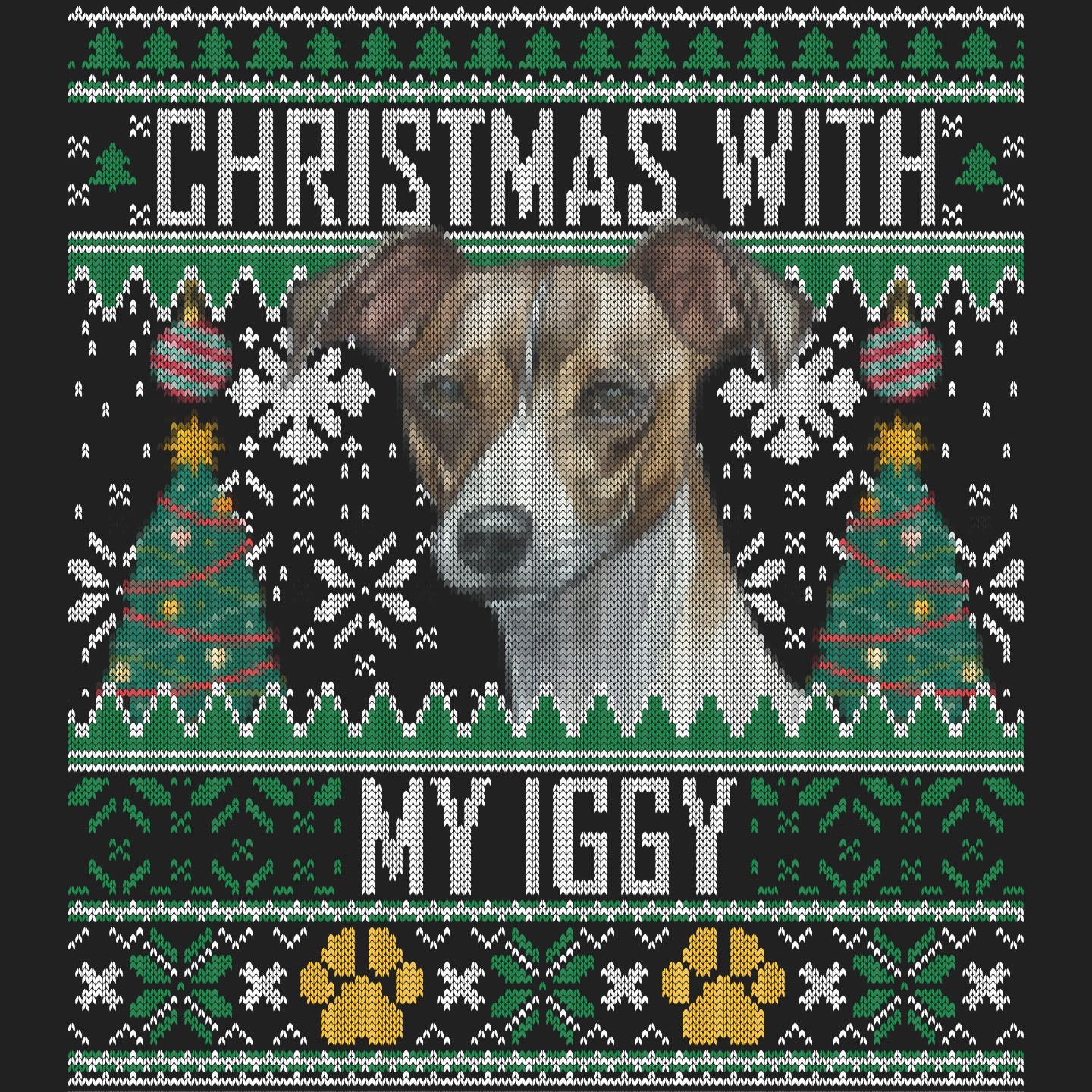 Ugly Sweater Christmas with My Italian Greyhound - Women's V-Neck Long Sleeve T-Shirt