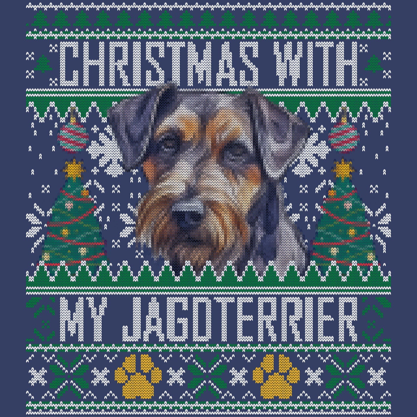 Ugly Sweater Christmas with My Jagdterrier - Adult Unisex Crewneck Sweatshirt