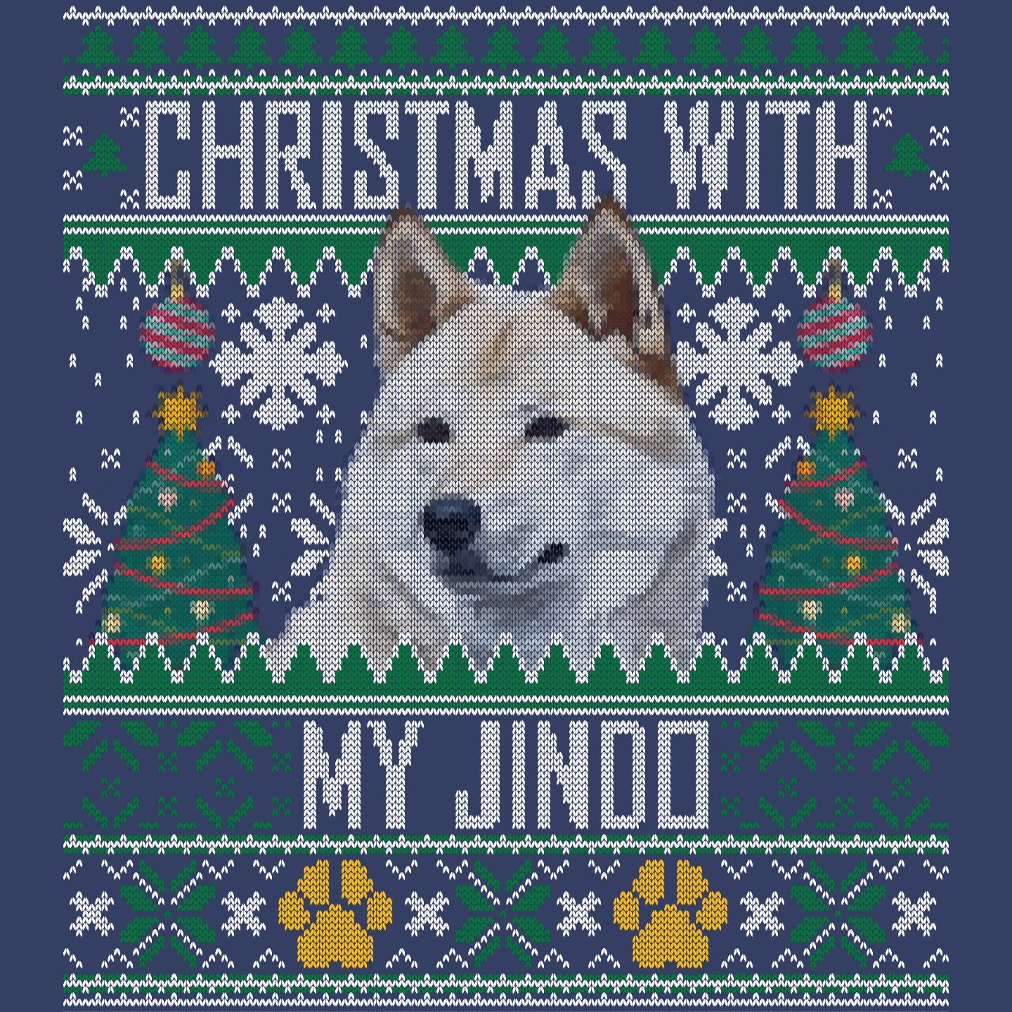 Ugly Sweater Christmas with My Jindo - Adult Unisex Crewneck Sweatshirt