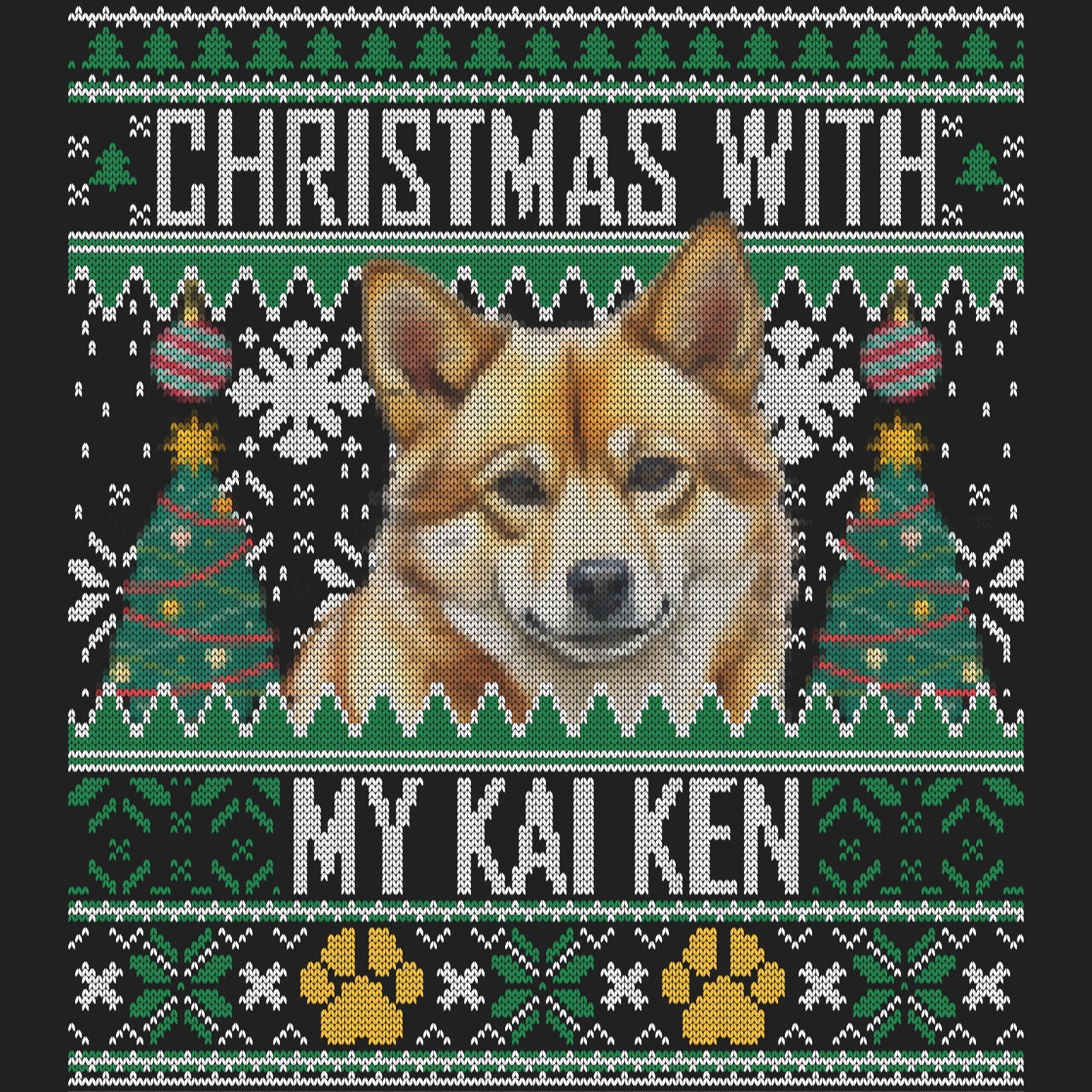Ugly Sweater Christmas with My Kai Ken - Women's V-Neck Long Sleeve T-Shirt