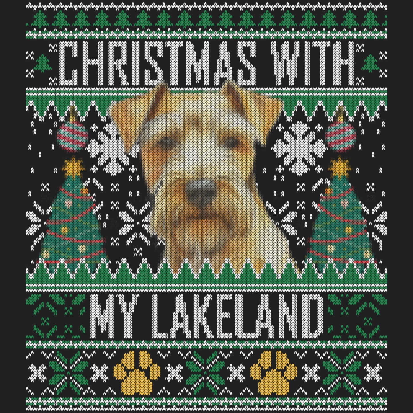 Ugly Sweater Christmas with My Lakeland Terrier - Women's V-Neck Long Sleeve T-Shirt