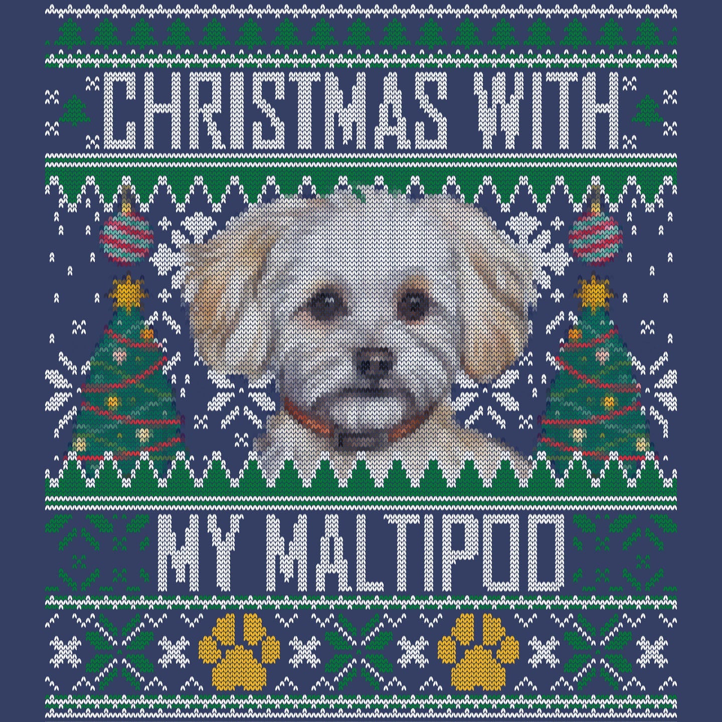 Ugly Sweater Christmas with My Maltipoo - Adult Unisex Crewneck Sweatshirt