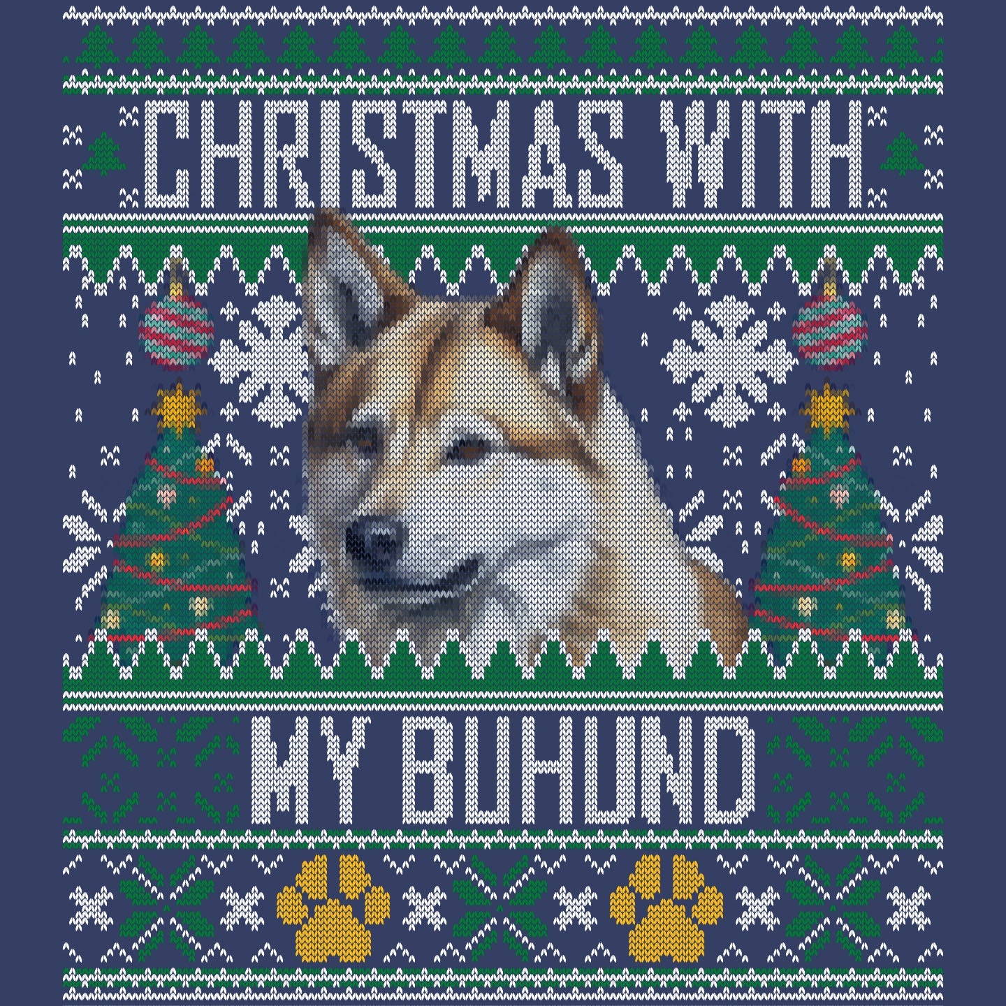 Ugly Sweater Christmas with My Norwegian Buhund - Adult Unisex Crewneck Sweatshirt