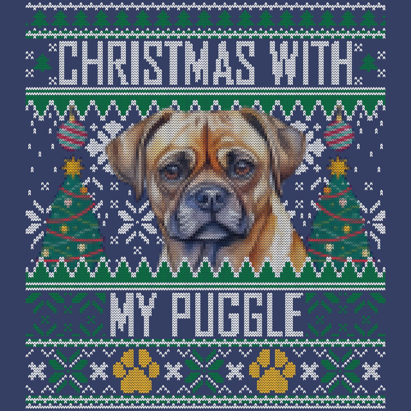 Ugly Sweater Christmas with My Puggle - Adult Unisex Crewneck Sweatshirt